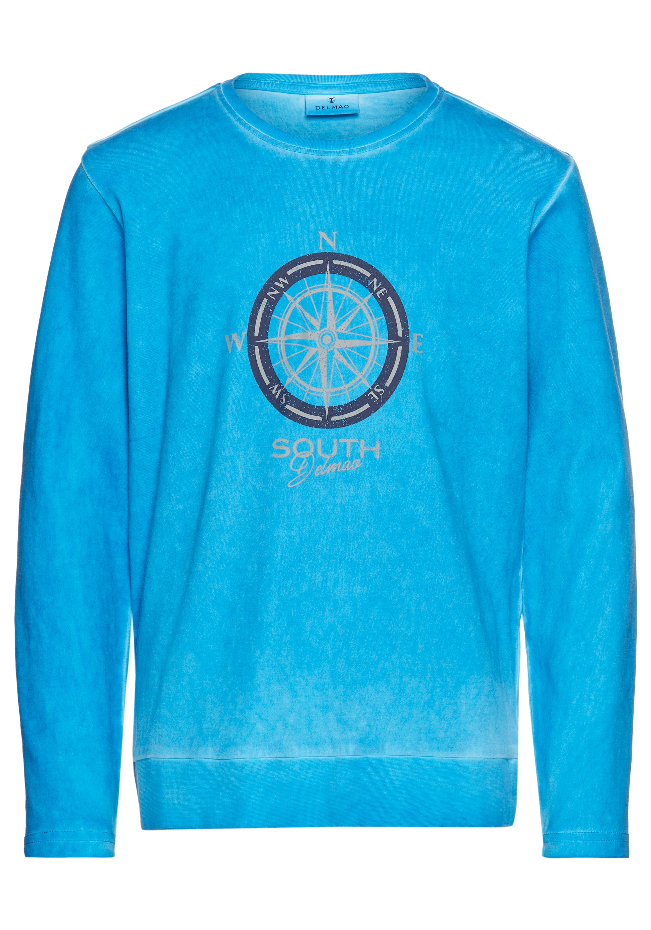 DELMAO Langarmshirt »Modisch gewaschenes Shirt«, Trendwaschung