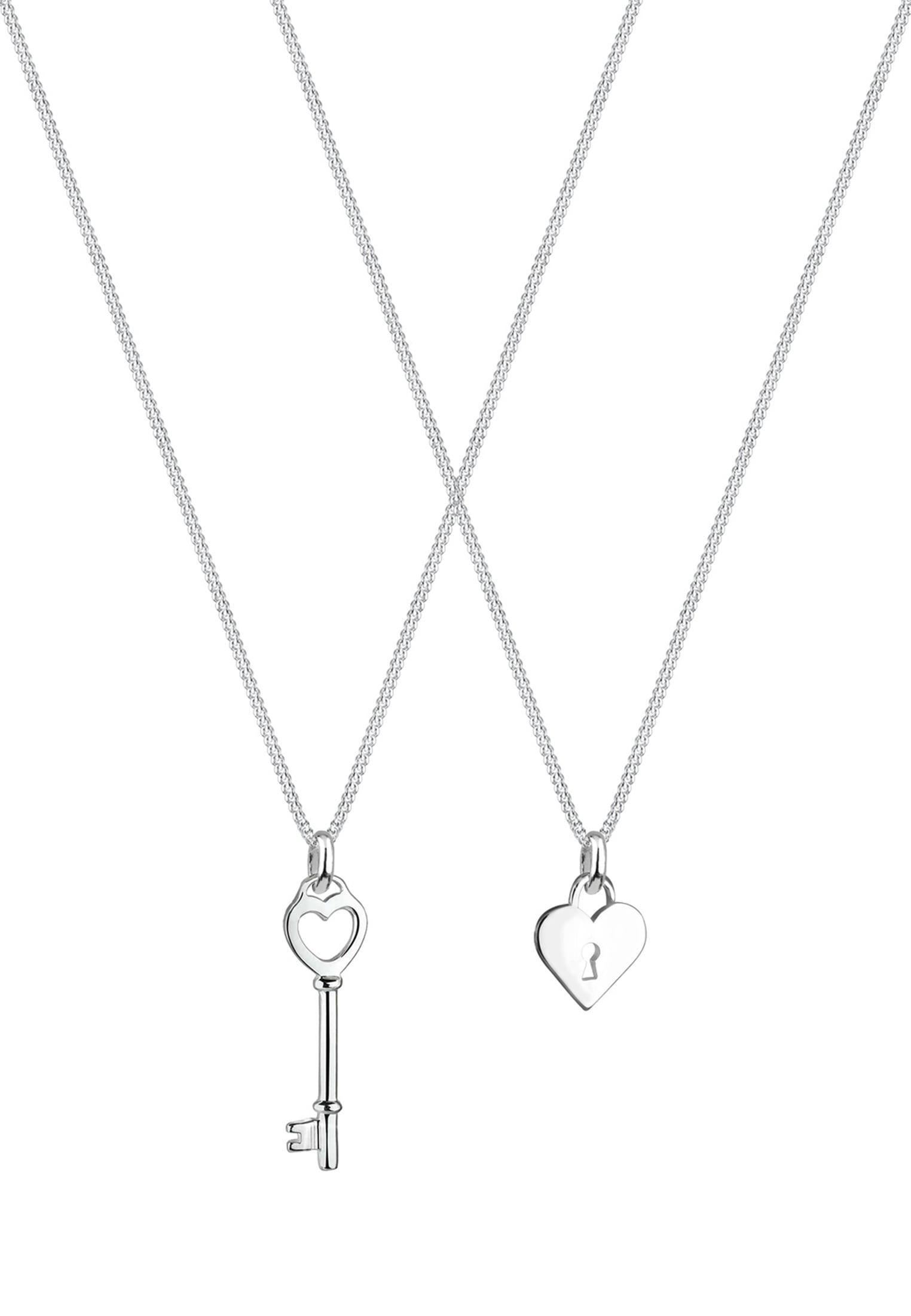 Elli Ketten-Set »Halskette Partnerketten Schlüssel Herz Schloss 925 Sterling Silber«