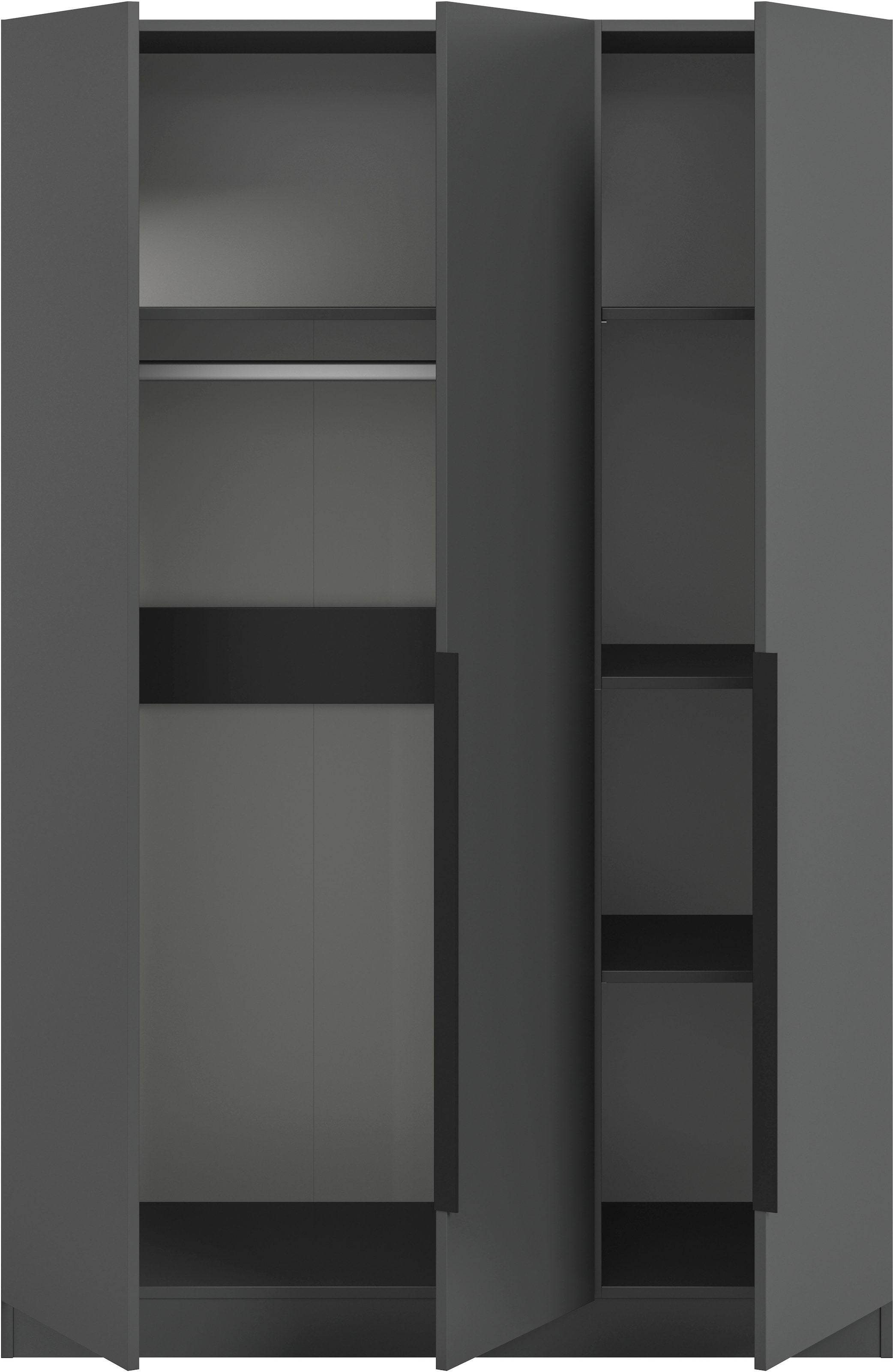 Home affaire Kleiderschrank »Skarde Schlafzimmerschrank, Garderobe, Schrank, Bestseller«, (Otto Bestseller Garderobe Schlafzimmerschrank), Breite: 120 cm, anthrazit, Kleiderstange 4 Böden