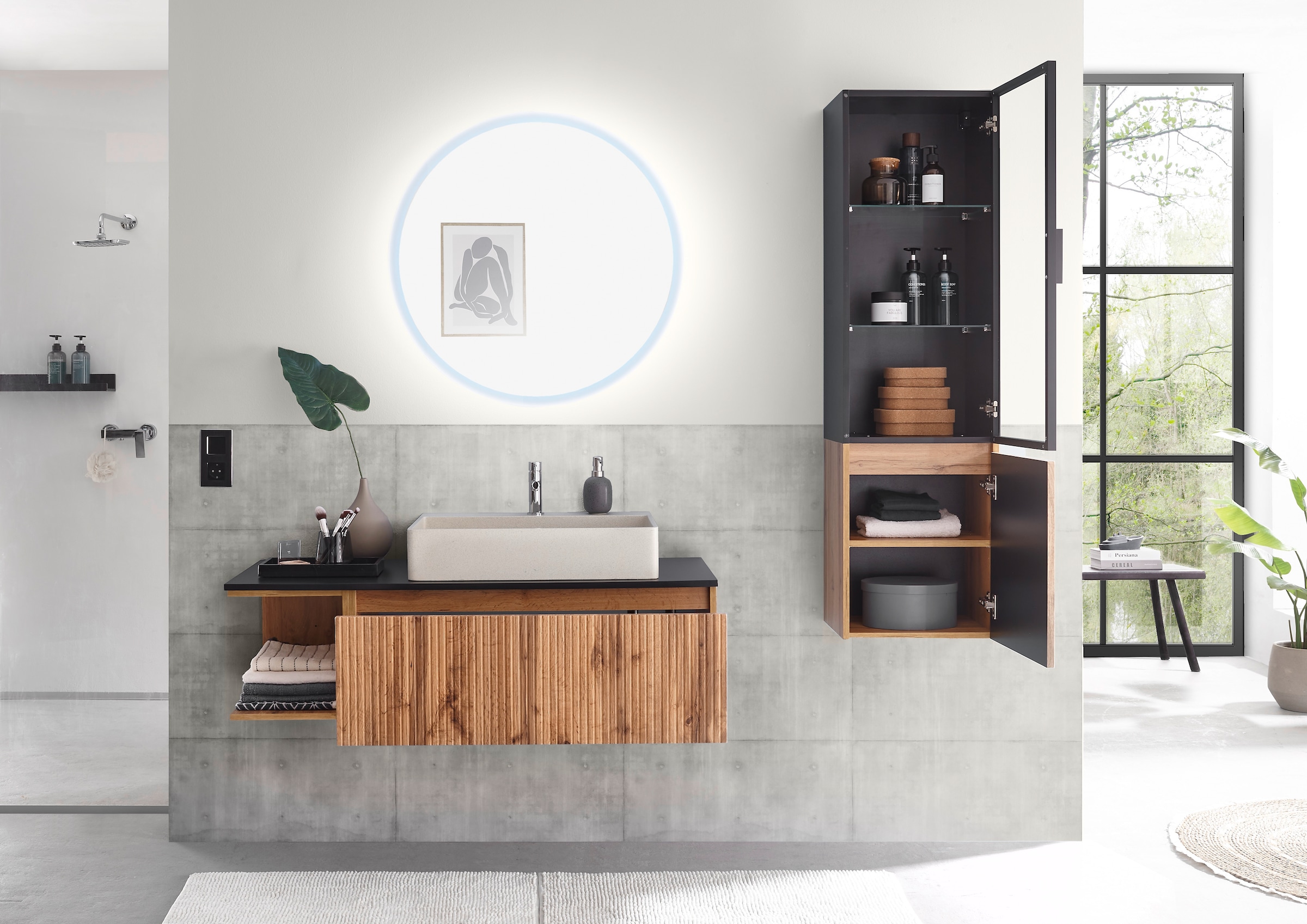 BASIC by Balculina Hochschrank »Loris BxHxT 40x140x32 cm« 1 Stk. tlg. Breite 40cm, Softclose, Glastür