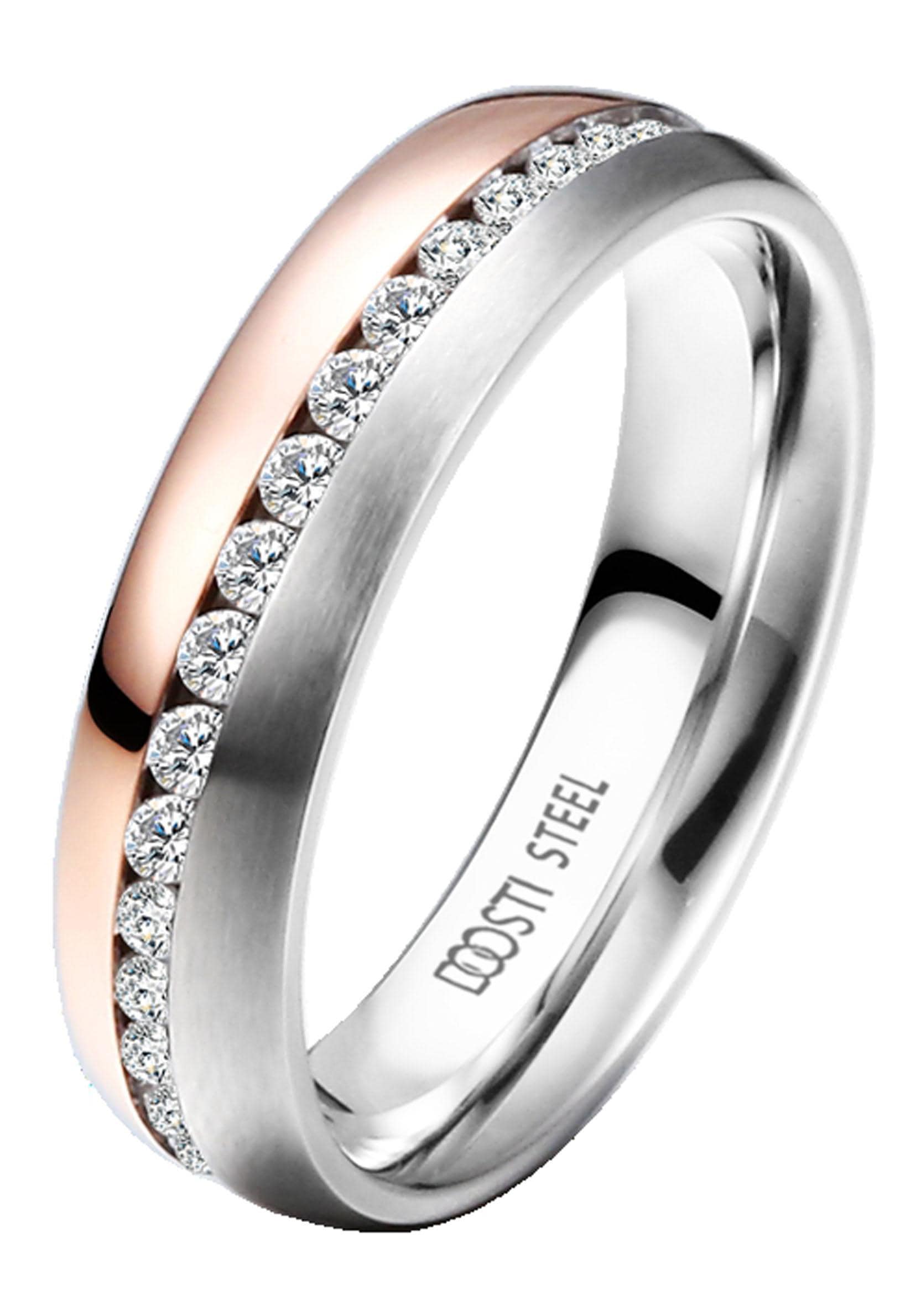 »Schmuck LIEBE«, ohne bei Ehering Trauring OTTO Edelstahl Zirkonia Geschenk Partnerring Trauring mit DOOSTI bestellen o.