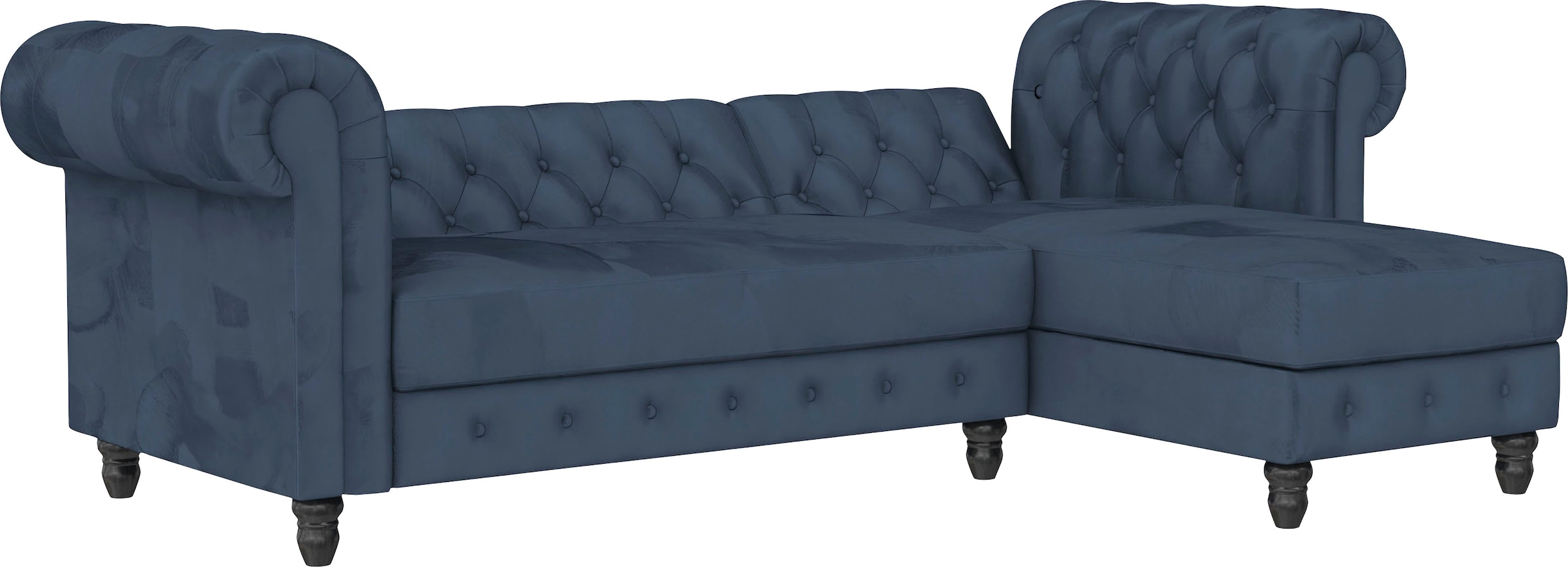 Dorel Home Ecksofa »Felix, L-Form, 241 cm (Liegefl.108x195 cm), Recamiere tauschbar,« verstellb. Rückenlehne, Bett-Funktion, Velours, Kunstleder, Vintage