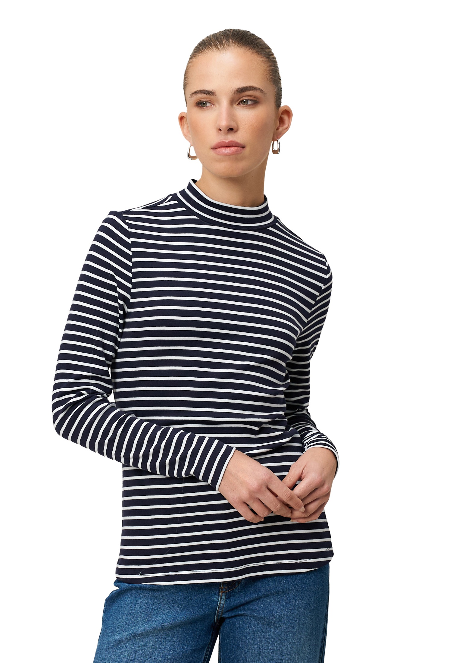 Zero 3/4-Arm-Shirt »Ringelshirt mit Stehkragen«