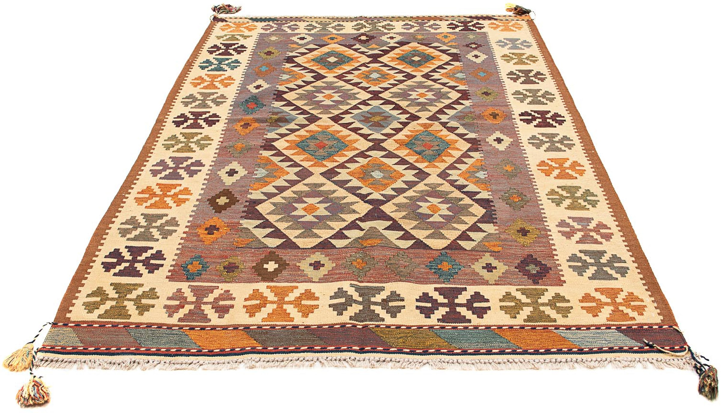 Wollteppich »Kelim - Oriental - 210 x 145 cm - mehrfarbig«, rechteckig, Wohnzimmer,...