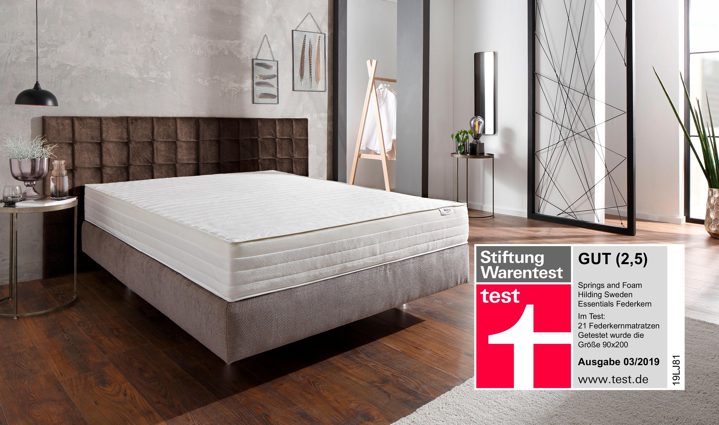 Hilding Sweden Taschenfederkernmatratze »Essentials«, 792 Federn, (1 St.), von Stiftung Warentest »GUT (2,5)«, getestet in Größe 90x200 cm in mittelfest*