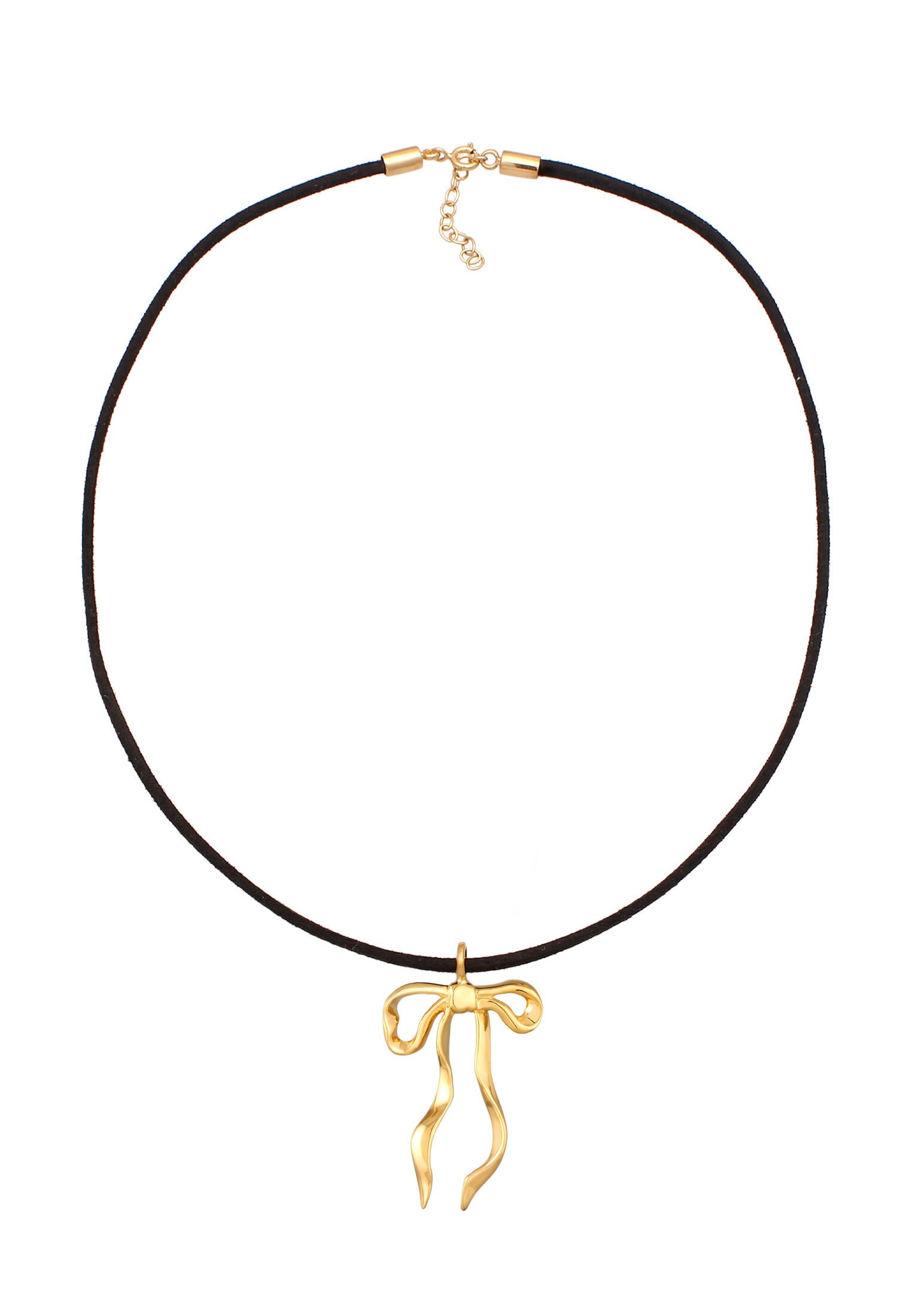 Elli Choker »Halskette Schleife Kunstleder Schwarz 925 Sterling Silber vergoldet«