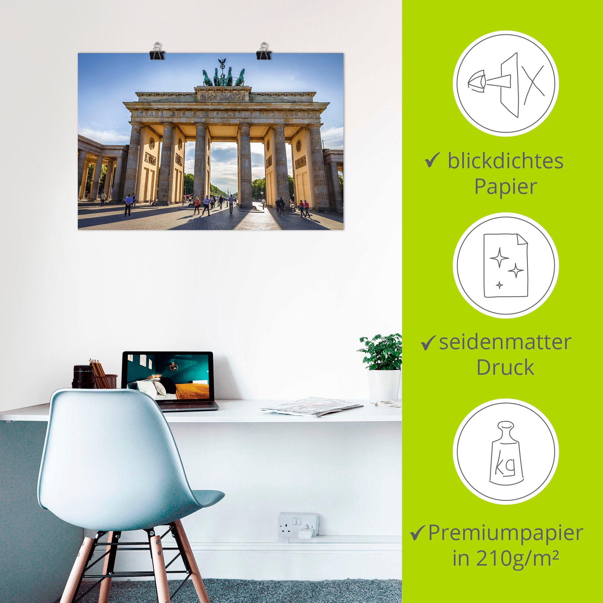 Artland Poster »Brandenburger Tor in Berlin«, Gebäude, (1 St.), als Alubild, Leinwandbild, Wandaufkleber oder Poster in versch. Größen