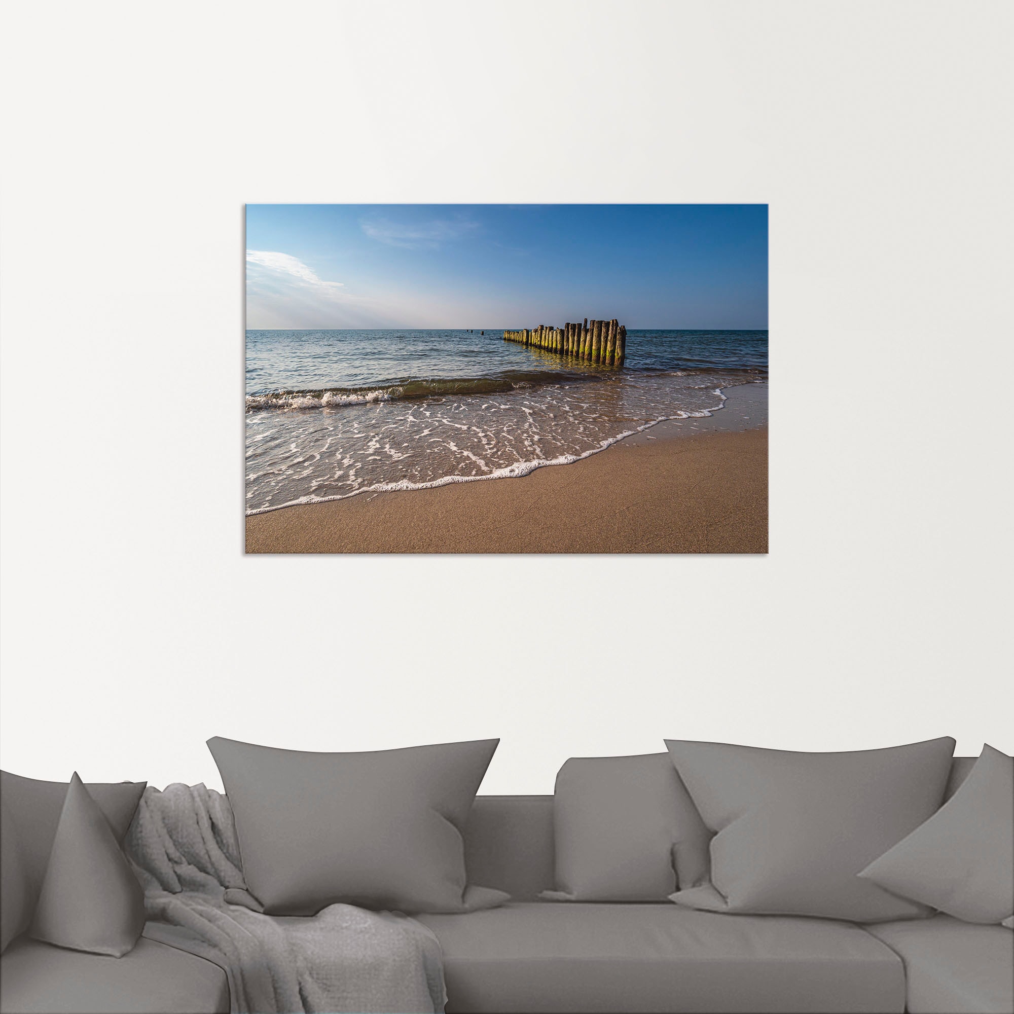 Artland Alu-Dibond-Druck »Buhnen an Küste Ostsee bei Graal«, Strandbilder, (1 St.), für Innen- und Außenbereich geeignet, Outdoorbild