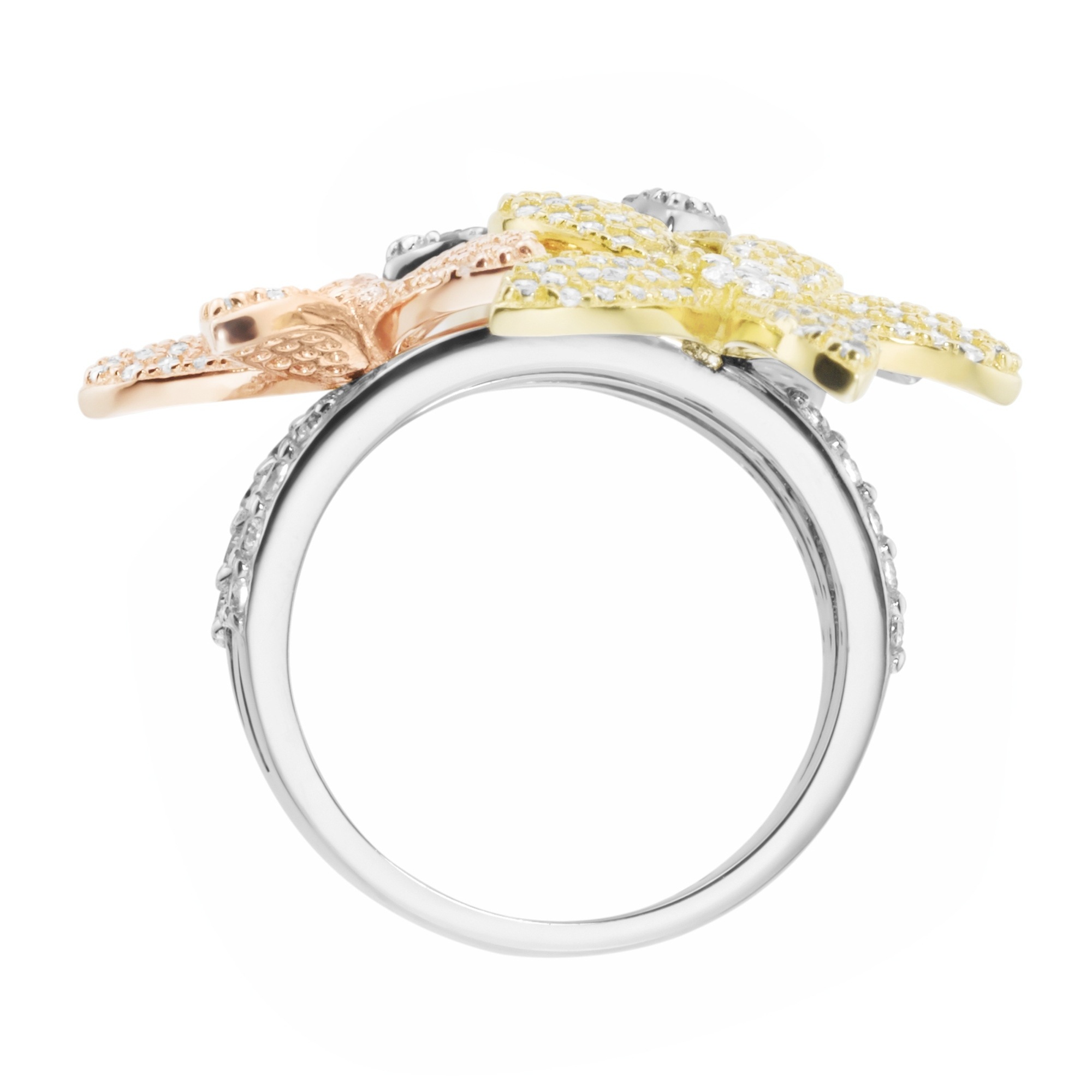 GIORGIO MARTELLO MILANO Silberring »Ring Blüten mit weißen Zirkonia, Silber 925, tricolor«