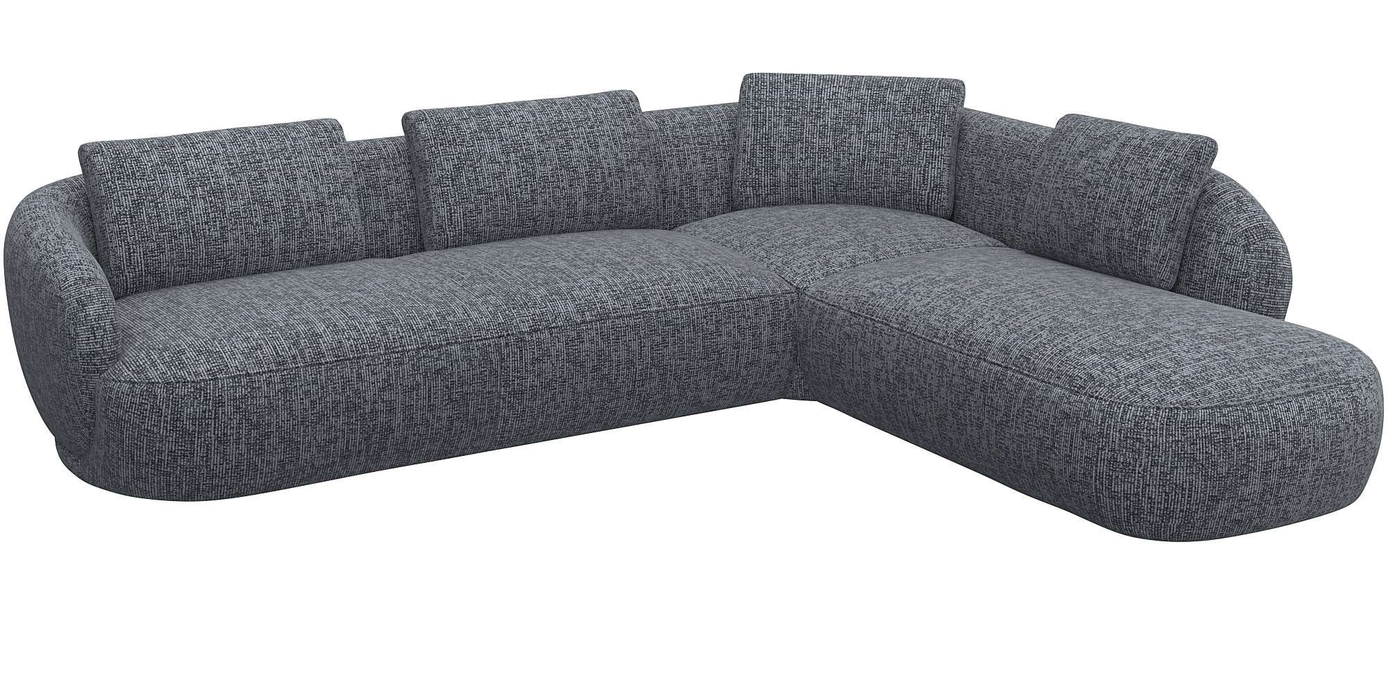 FLEXLUX Ecksofa »Torino, rund, L-Form, Sofa-Ecke mit Ottomane«, Modernes, organisches Sofa-Design, Kaltschaum, Wellenunterfederung