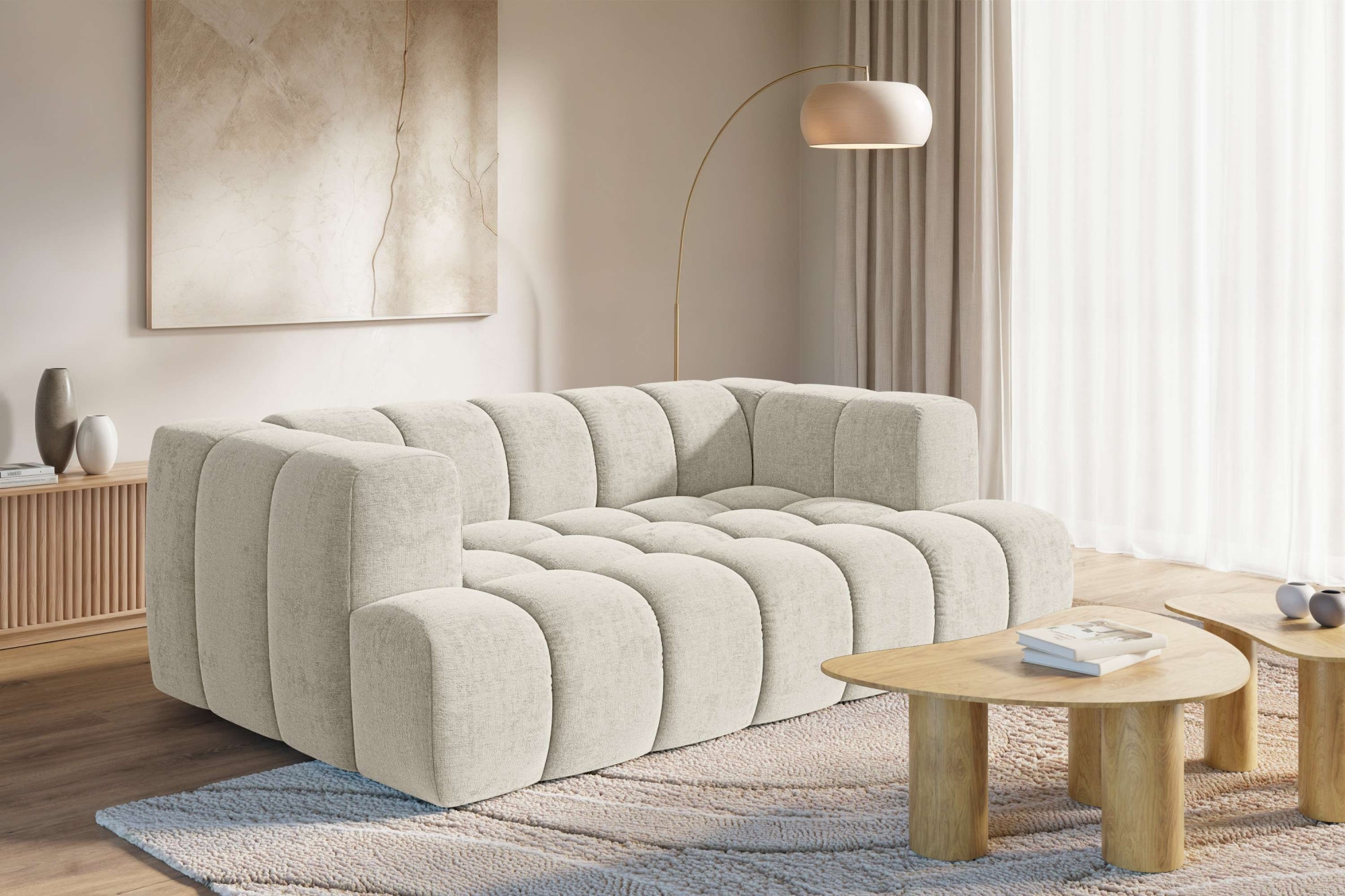 homsy by Ana Johnson 3-Sitzer »»XL« BOUBELLE Design-Sofa extra tief, Bubble-Optik, Breite 217 cm« hoher Sitzkomfort dank Wellenunterfederung,  XL Sitztiefe 100 cm