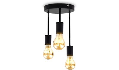 Deckenspot »BK_DS1458 Deckenlampe, Retro, Schwarz matt, Metall«, 3 flammig-flammig