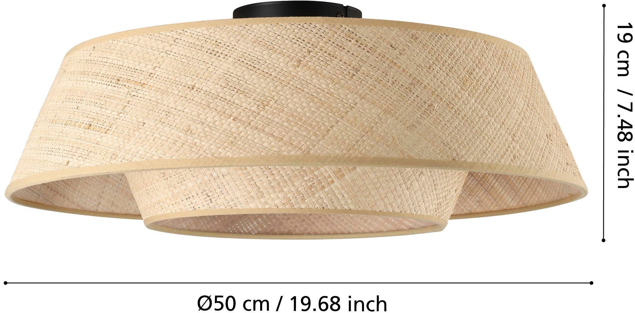 EGLO Deckenleuchte »Marford Deckenlampe, Wohnzimmerlampe Decke Boho, Japanisch, E27, Lampe« E27 1 Stk. Wand-/Deckenleuchte - H19 x Ø50 cm - schwarz - 1X60W exkl.