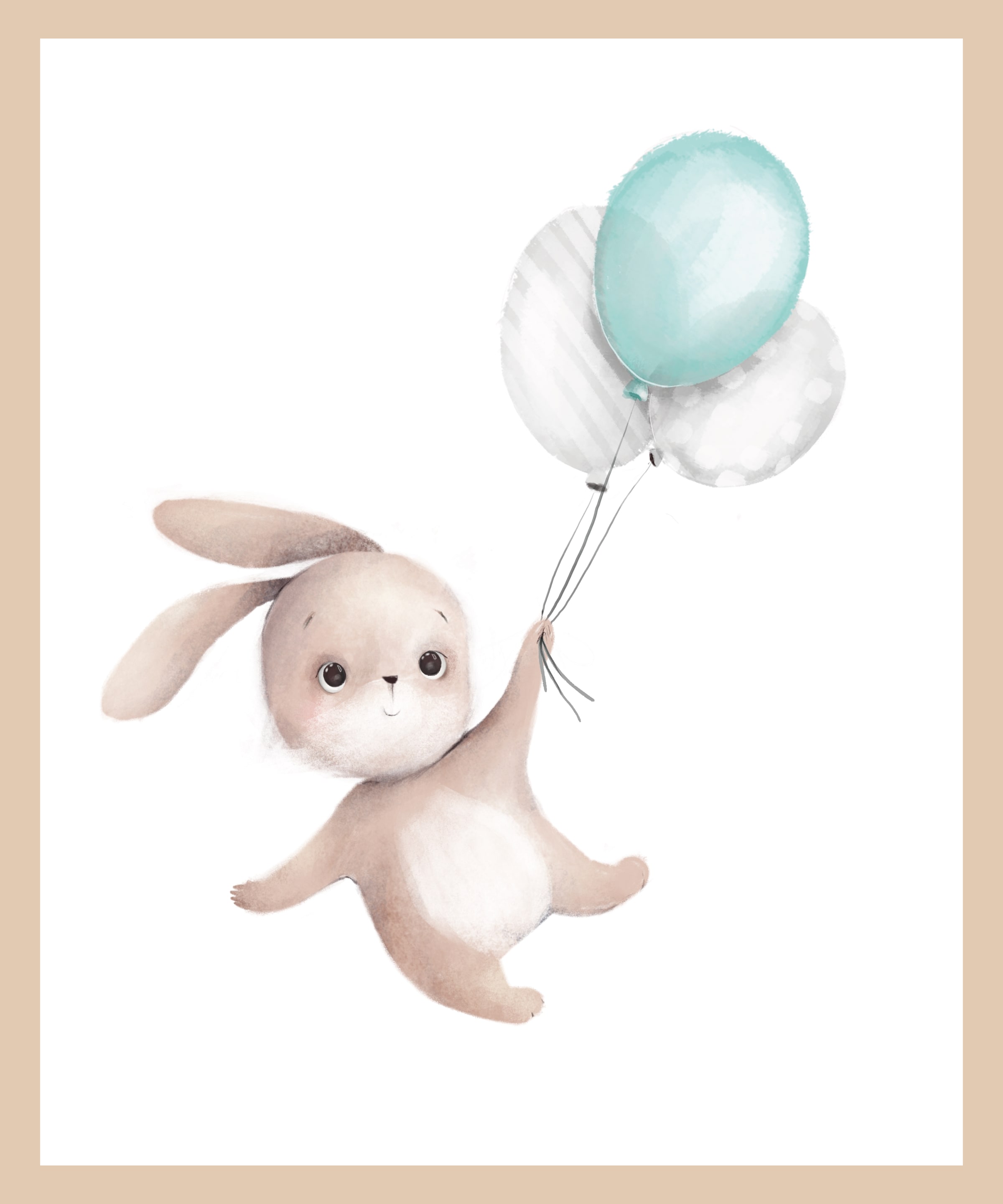 Lüttenhütt Poster »Fliegender Hase mit Luftballons«, Fantasy-Hase-Hasen-Luftballon-Tiere, (1 St.), HD Premium Druck