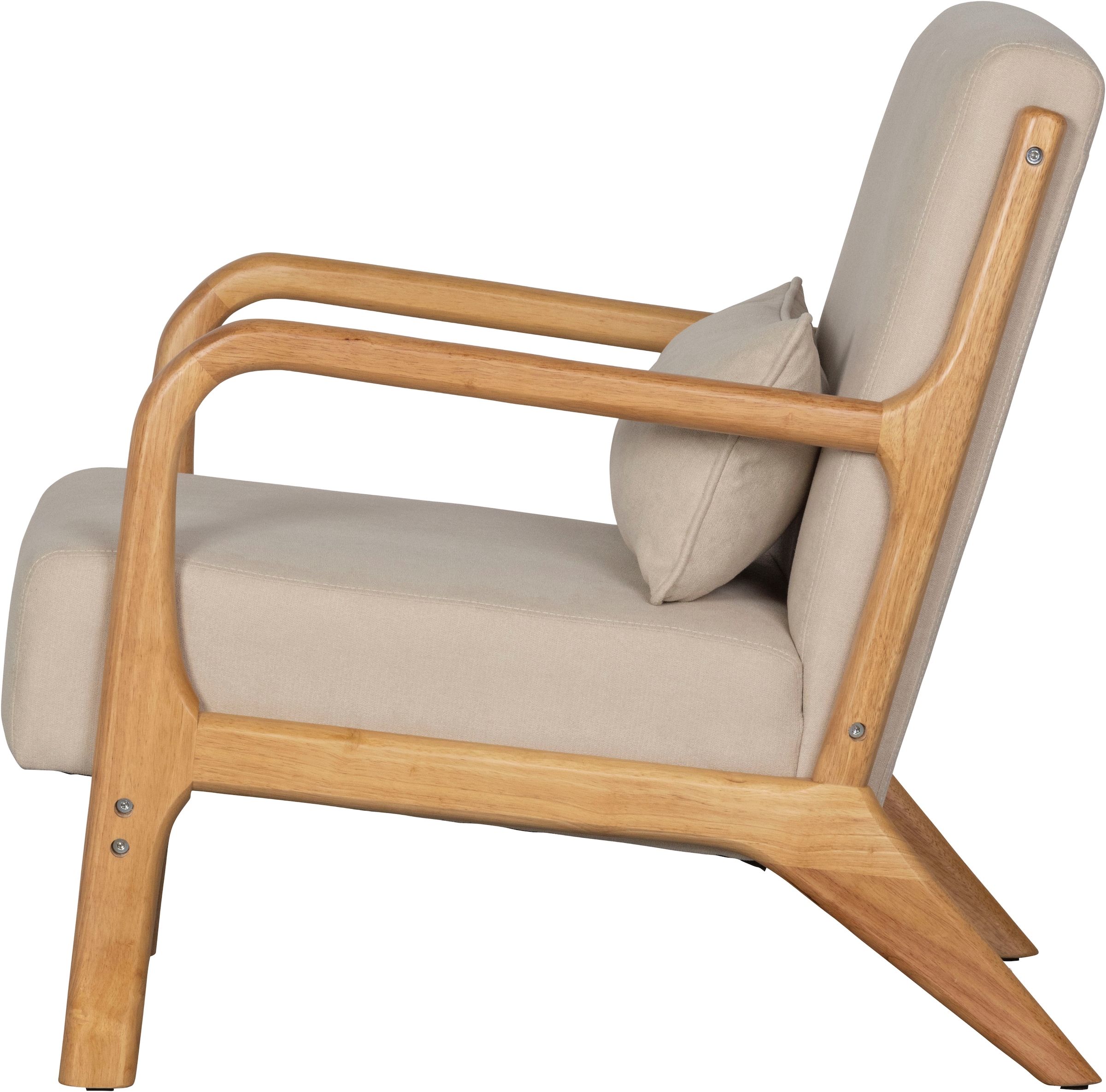 WOOOD Loungesessel »Mark mit Gewebtem Bezug und Gummibaumholz-Rahmen B 67 x T 82 x H 75 cm« Gute Verschleißfestigkeit, Tragkraft 135 kg, separates Rückenkissen