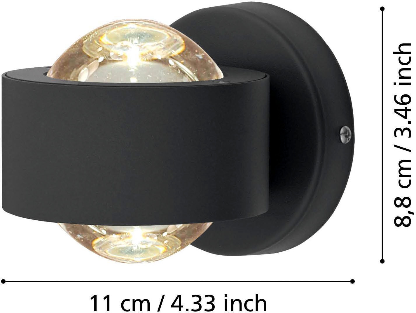 EGLO Wandleuchte »Ono 2 Wandlampe, Aluminium und Kunststoff, Wohnzimmerlampe, Lampe« LED-Modul 1 Stk. Warmweiß Wand-/Deckenleuchte - L9 x H8 x AL13 cm - anthrazit - 2X2,5W inkl.