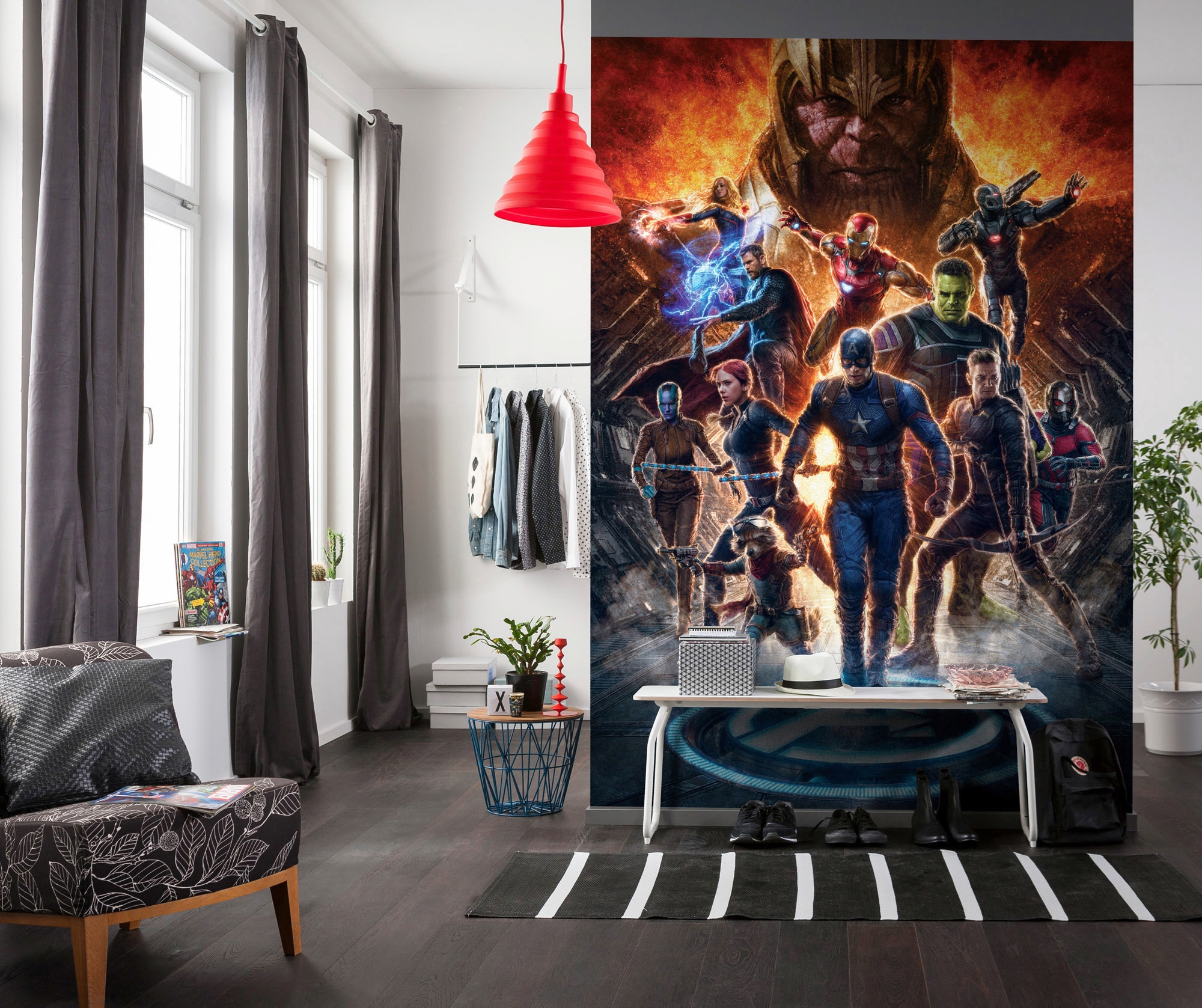 Komar Vliestapete »Digitaldruck Vlies - Avengers vs Thanos - Größe 200 x 280 cm«, bedruckt, Kinderzimmer