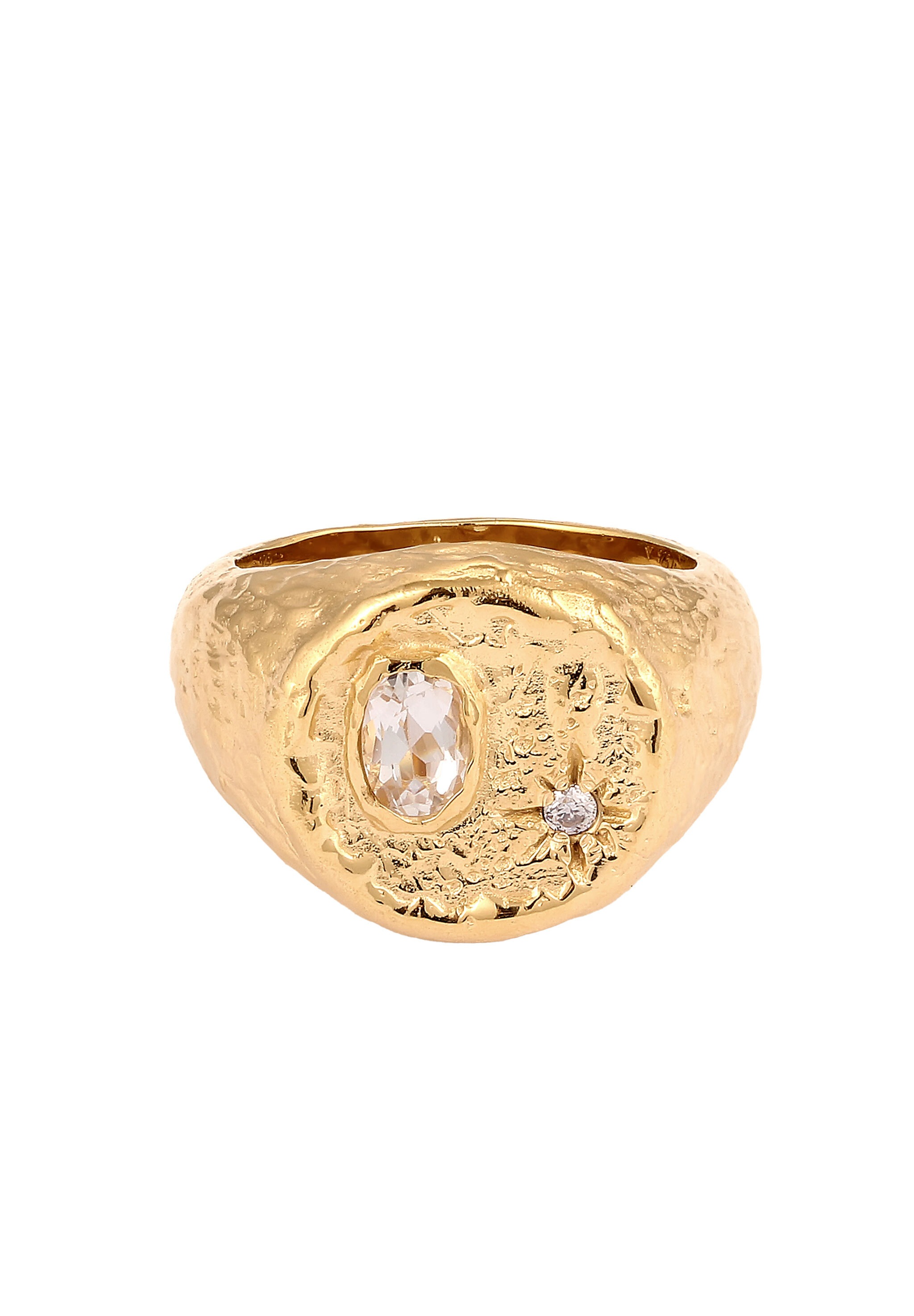 HAZE & GLORY Siegelring »Ring Siegelring Sonne Topas Weiß 925 Sterling Silber«