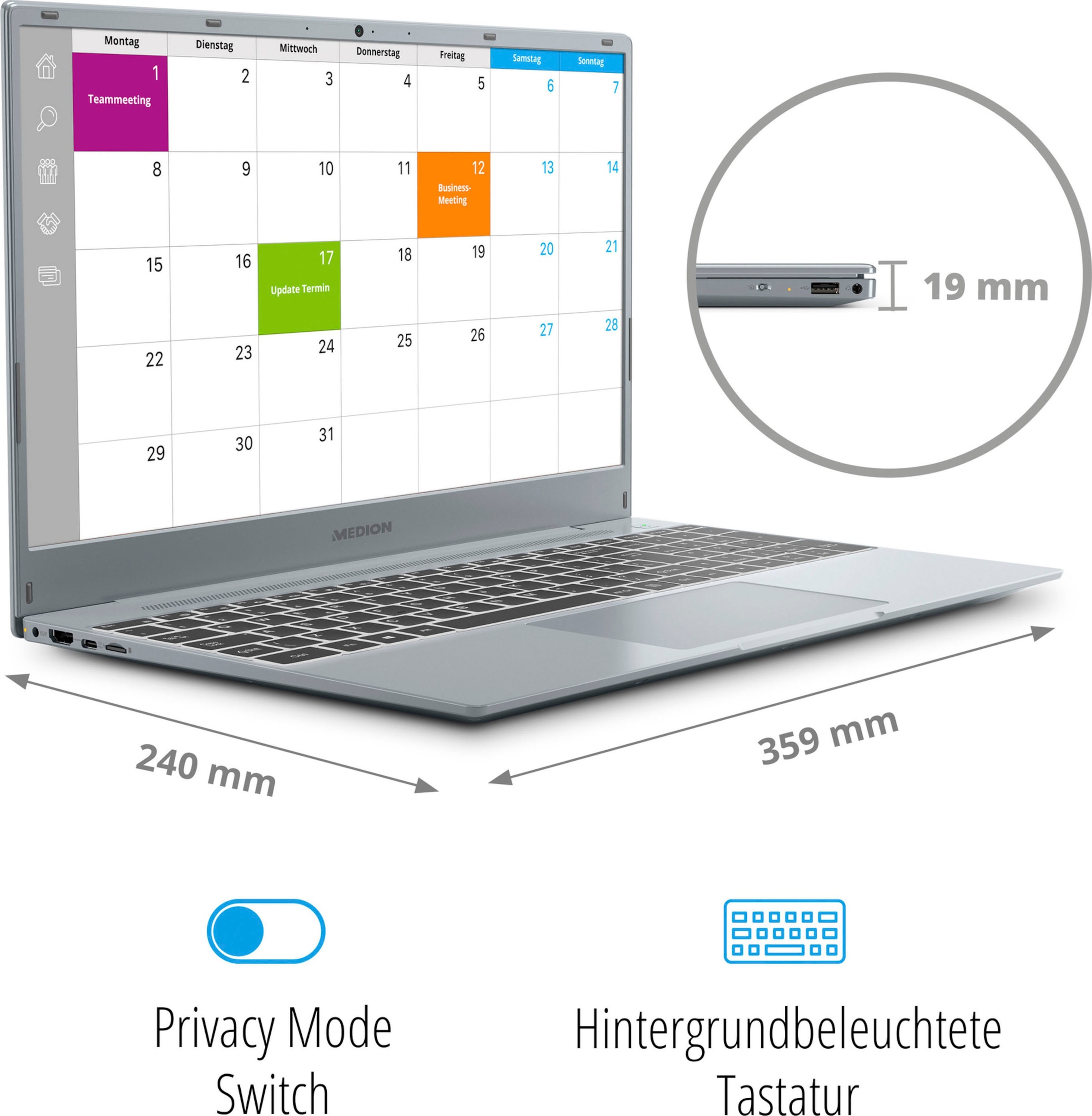 Medion® Notebook »AKOYA® E15309«, 39,6 cm, / 15,6 Zoll, AMD, Ryzen 7, Radeon Graphics, 1000 GB SSD