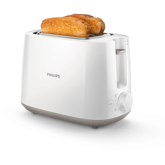 Philips Toaster »HD2581/00«, 2 kurze Schlitze, 830 W, integrierter  Brötchenaufsatz, weiss bei OTTO