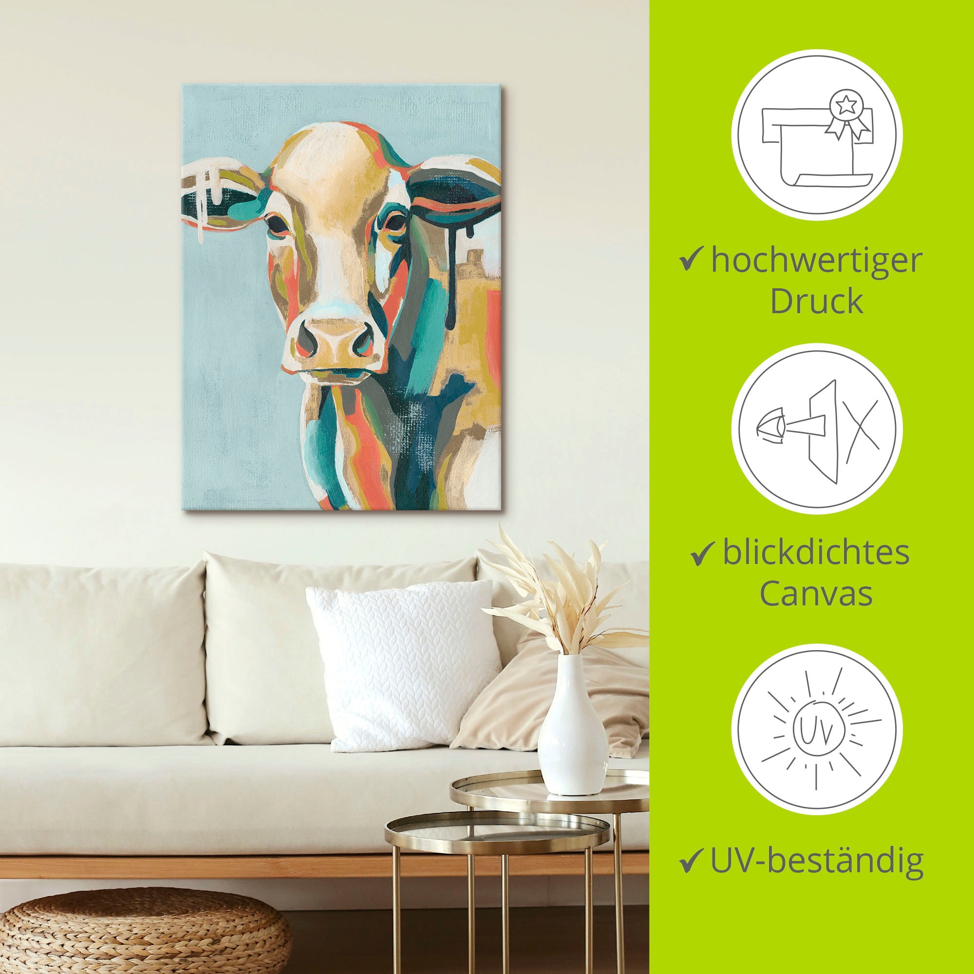 Artland Wandbild »Bunte Kühe I«, Haustiere, (1 St.), als Leinwandbild, Poster, Wandaufkleber in verschied. Größen