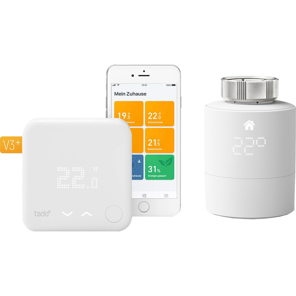 Tado Heizkörperthermostat »Starter Kit - Smartes Thermostat V3+ (Verkabelt) für Heizthermen«