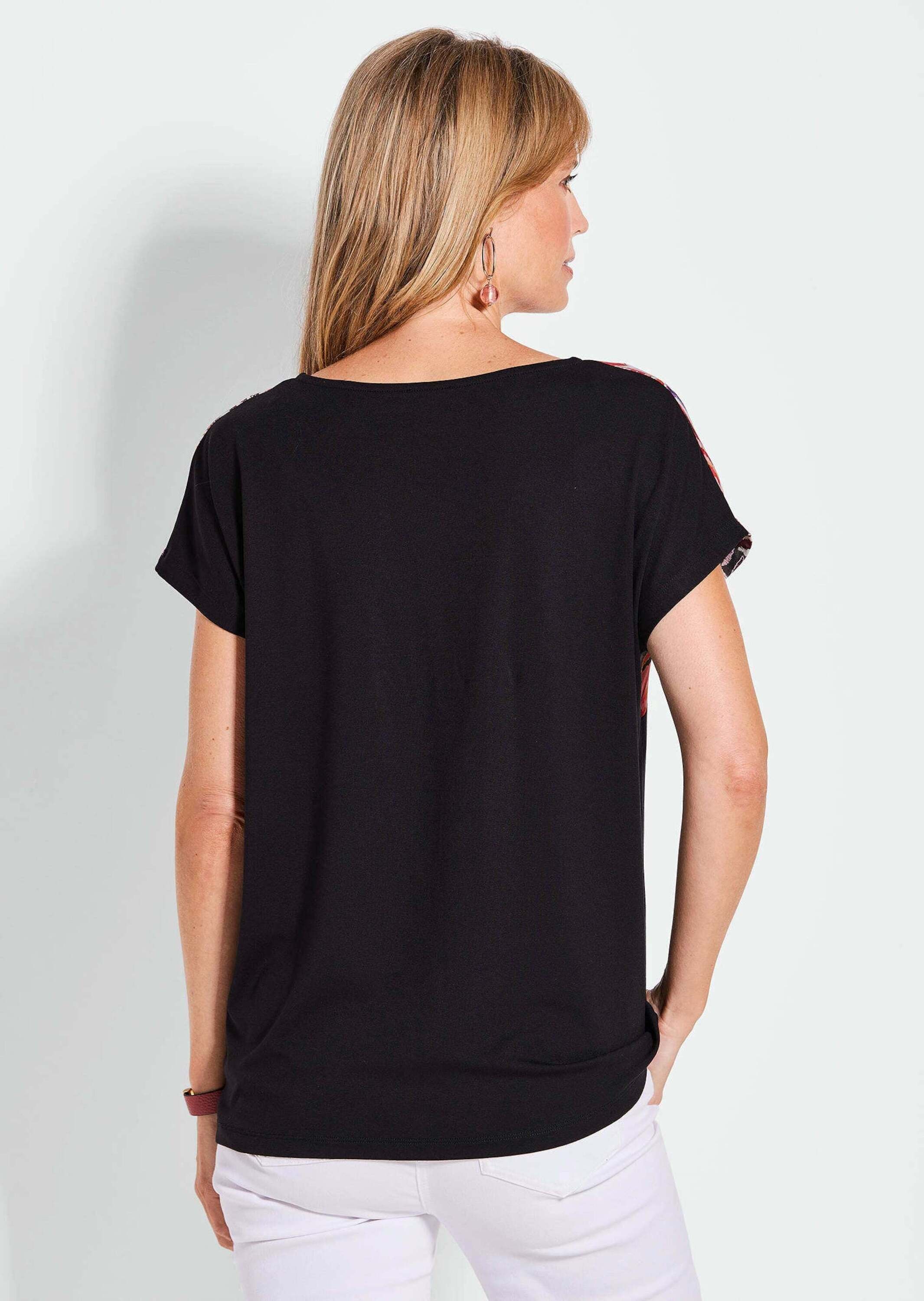 GOLDNER Kurzarmshirt »Kurzgröße Elegantes Oberteil mit Ethno-Muster«
