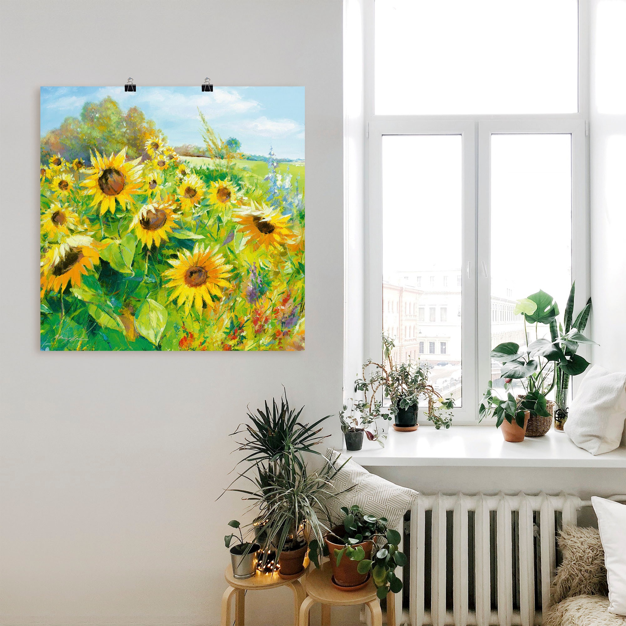 Artland Wandbild »Sommerwiese mit Sonnenblumen«, Blumenwiese, (1 St.), als Alubild, Outdoorbild, Leinwandbild, Poster, Wandaufkleber