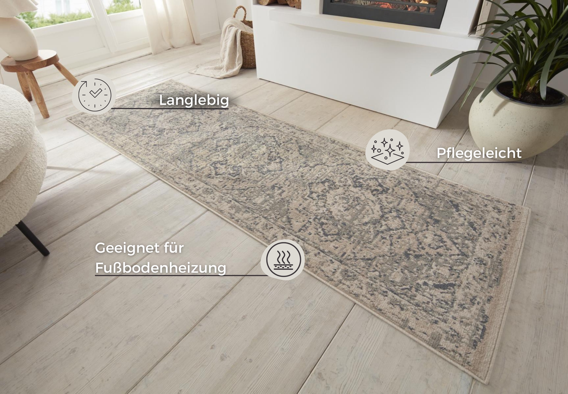 HANSE Home Teppich »Sand« rechteckig 8 mm Höhe Kurzflor, Läufer, Orient, Vintage, Wohnzimmer, Schlafzimmer, Esszimmer