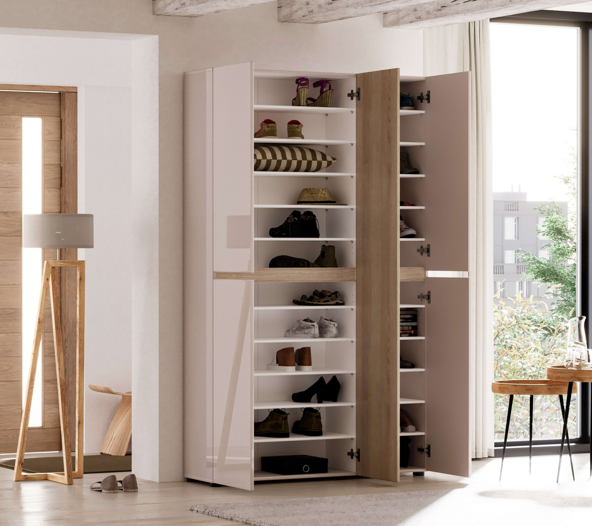 Home affaire Schuhschrank »LADY, Schuhkommode,Schuhmöbel,Schuhablage,Schuhregal« 20 Einlegeböden,24 Fächer,ca. 58 Paar Schuhe-Maße: B/T/H:120x34x200 cm