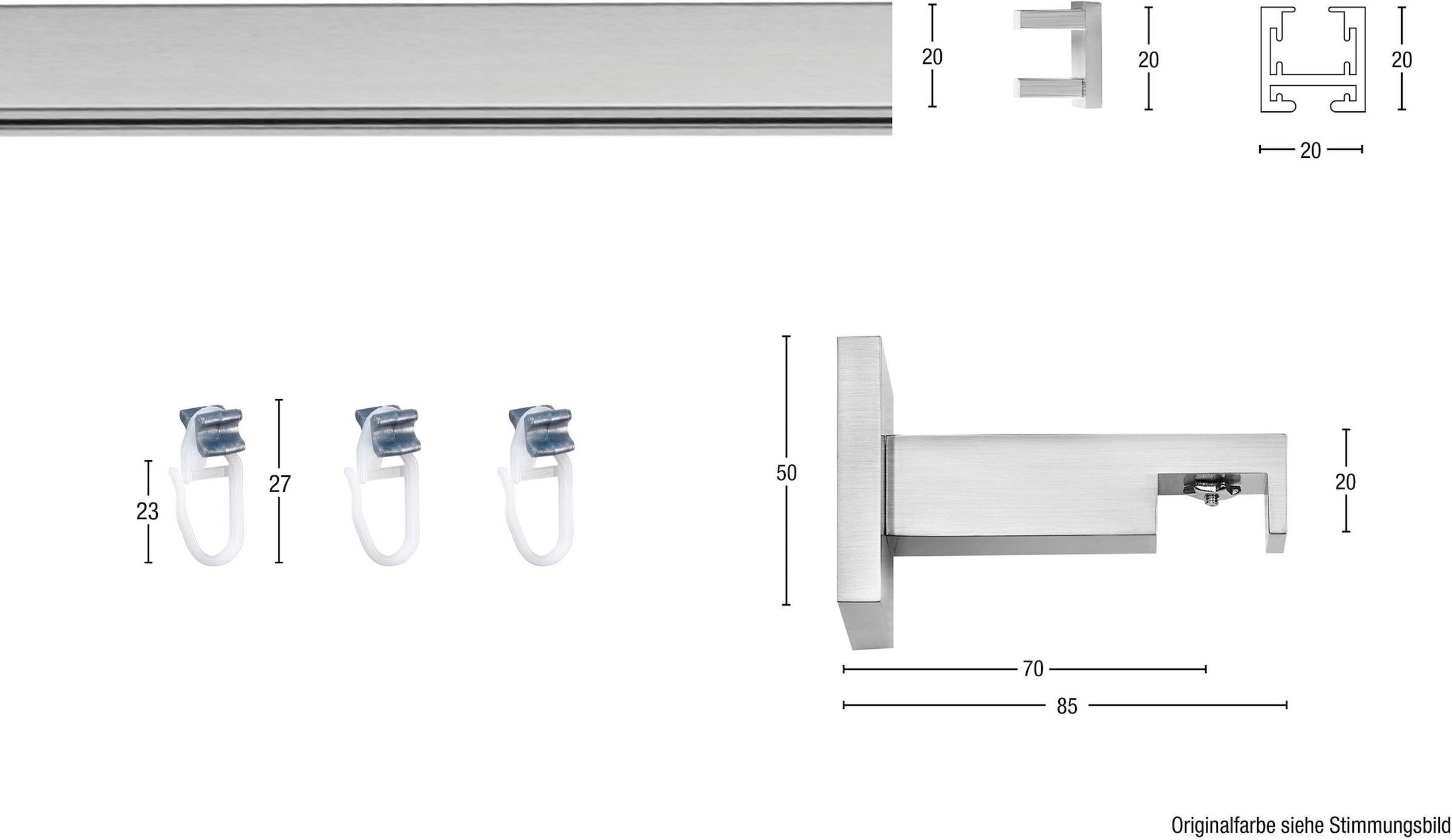 GARESA Gardinenstange »Nora« 1 läufig-läufig Wunschmaßlänge Vorhanggarnitur, einfache Montage an die Wand, verlängerbar, Kappe