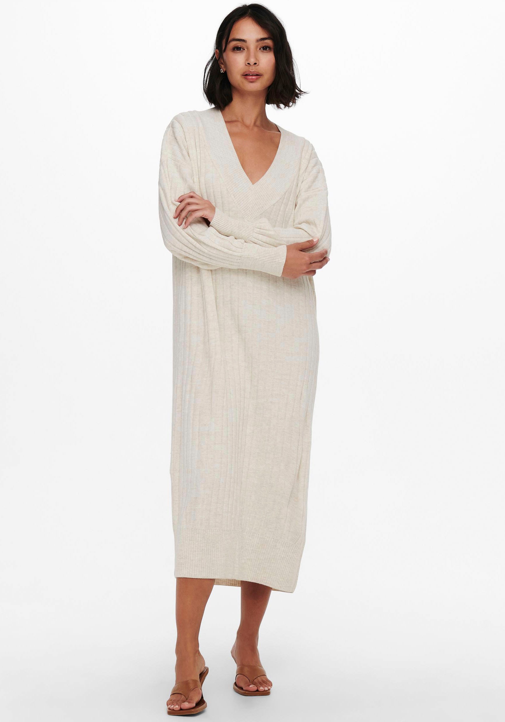 ONLY Strickkleid »ONLNEW TESSA L/S MIDI V DRESS«