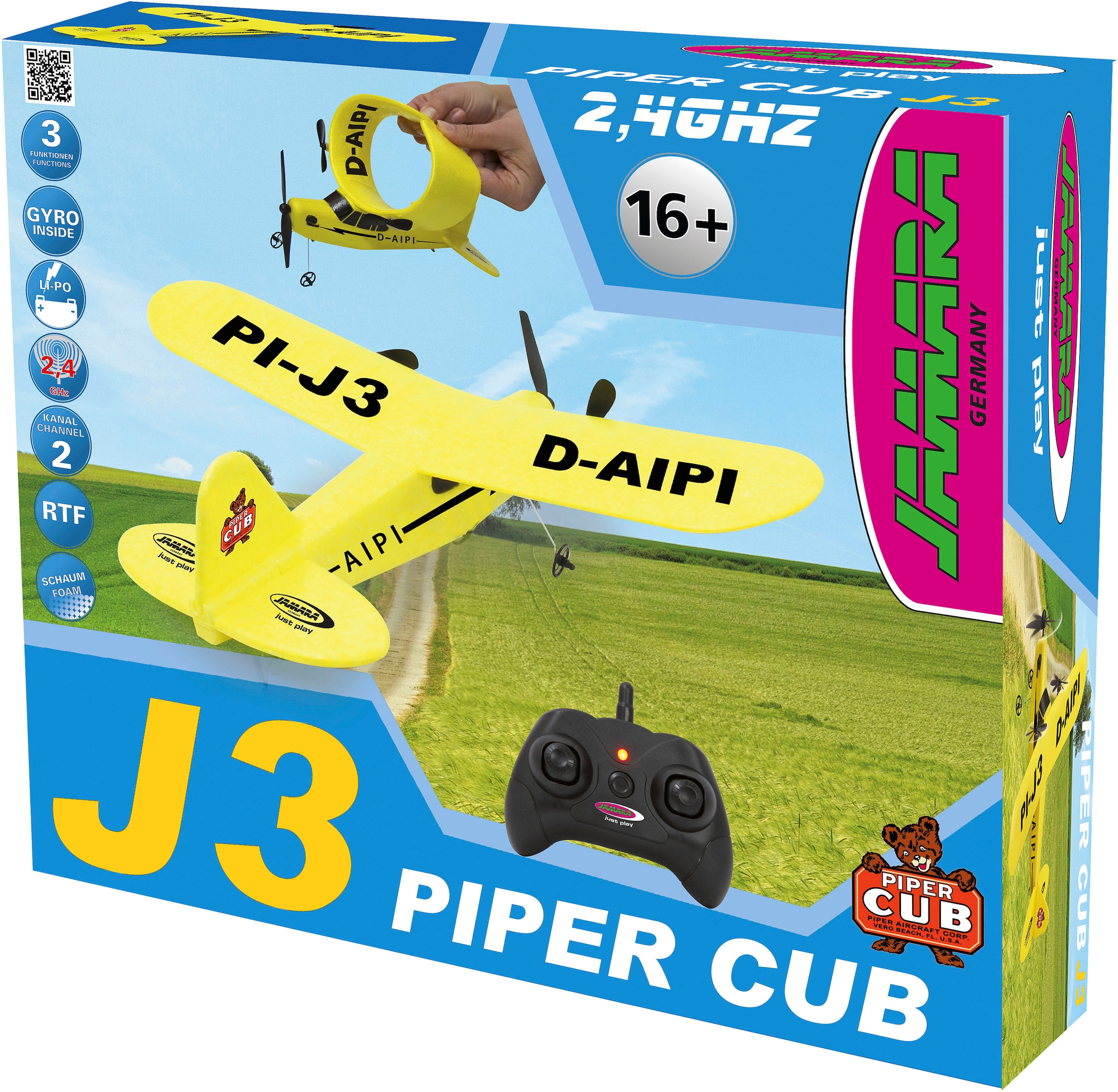 Jamara RC-Flugzeug »Piper J3-CUB Flugzeug, 2,4 GHz, Gyro 2CH«