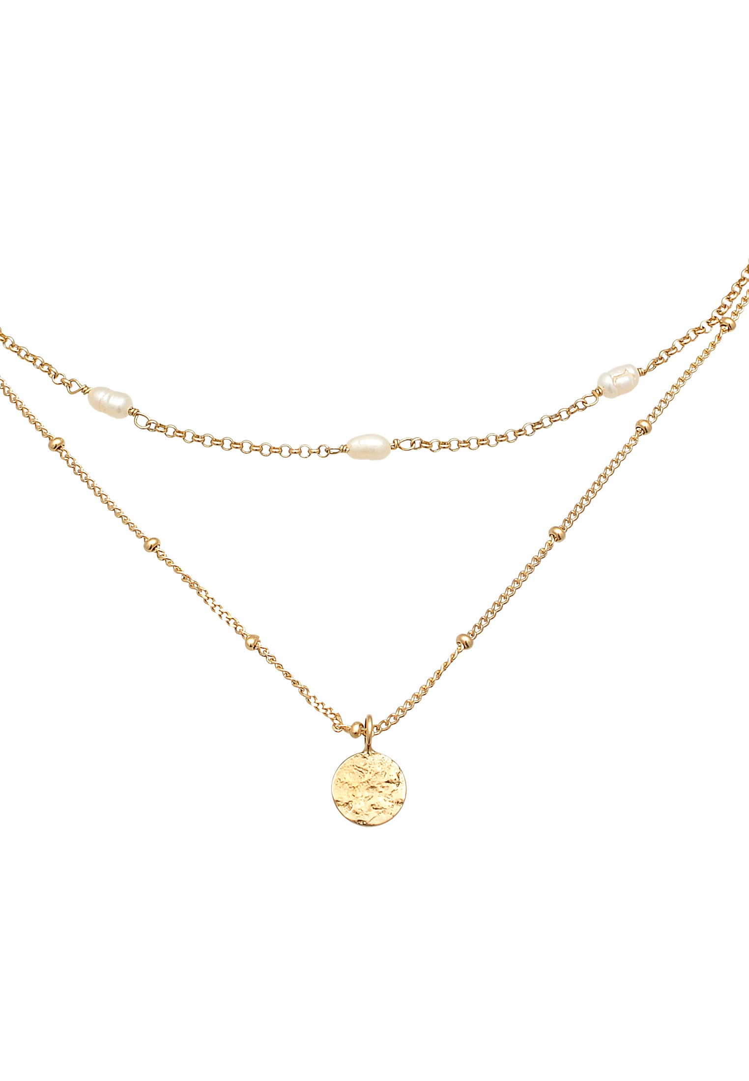 Elli Silberkette »Halskette Choker Layer Perlen Plättchen 925 SIlber«