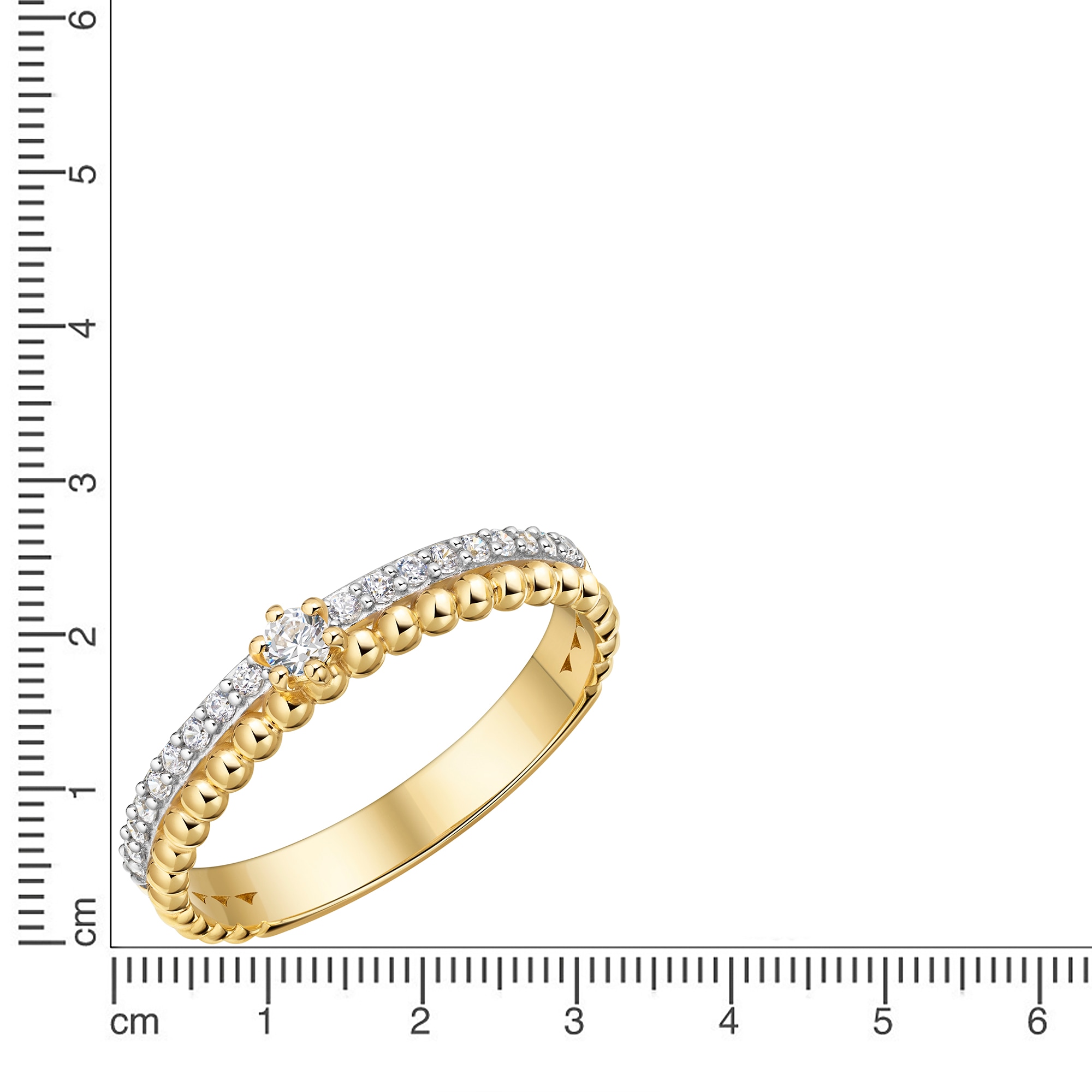 Firetti Fingerring »Schmuck Geschenk Gold 333 Damenring Ring Kugeln bicolor« mit Zirkonia (synth.)