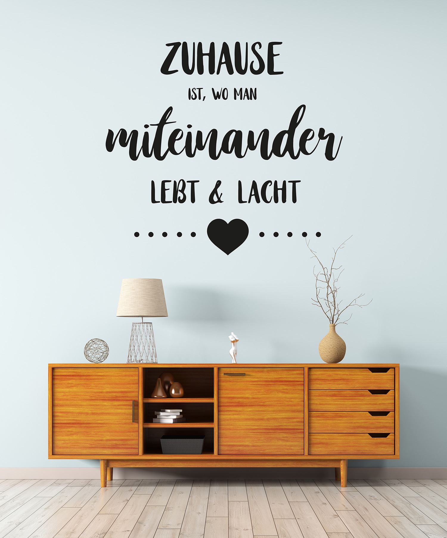 my home Wandtattoo »Zuhause ist, wo man miteinander lebt & lacht«, (1 St.), Wandaufkleber, selbstklebend, rückstandslos abziehbar