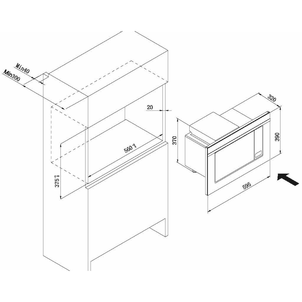 Amica Einbau-Mikrowelle »EMW 13170 S«, Grill-Mikrowelle, 1200 W, digitaler Timer