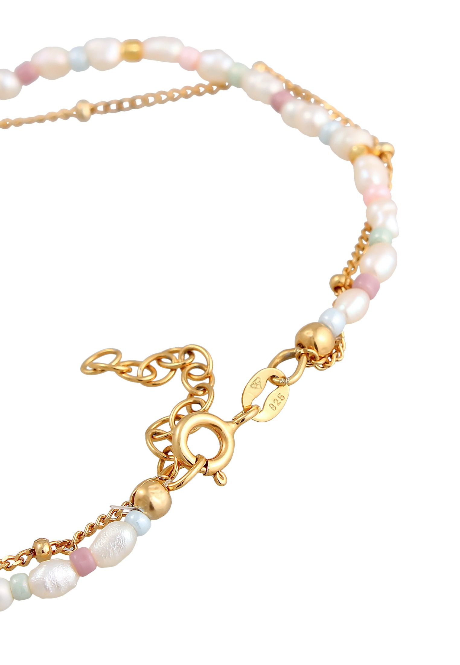 Elli Armkette »Armband Layer Smiling Süßwasserperlen Beads 925 Silber«