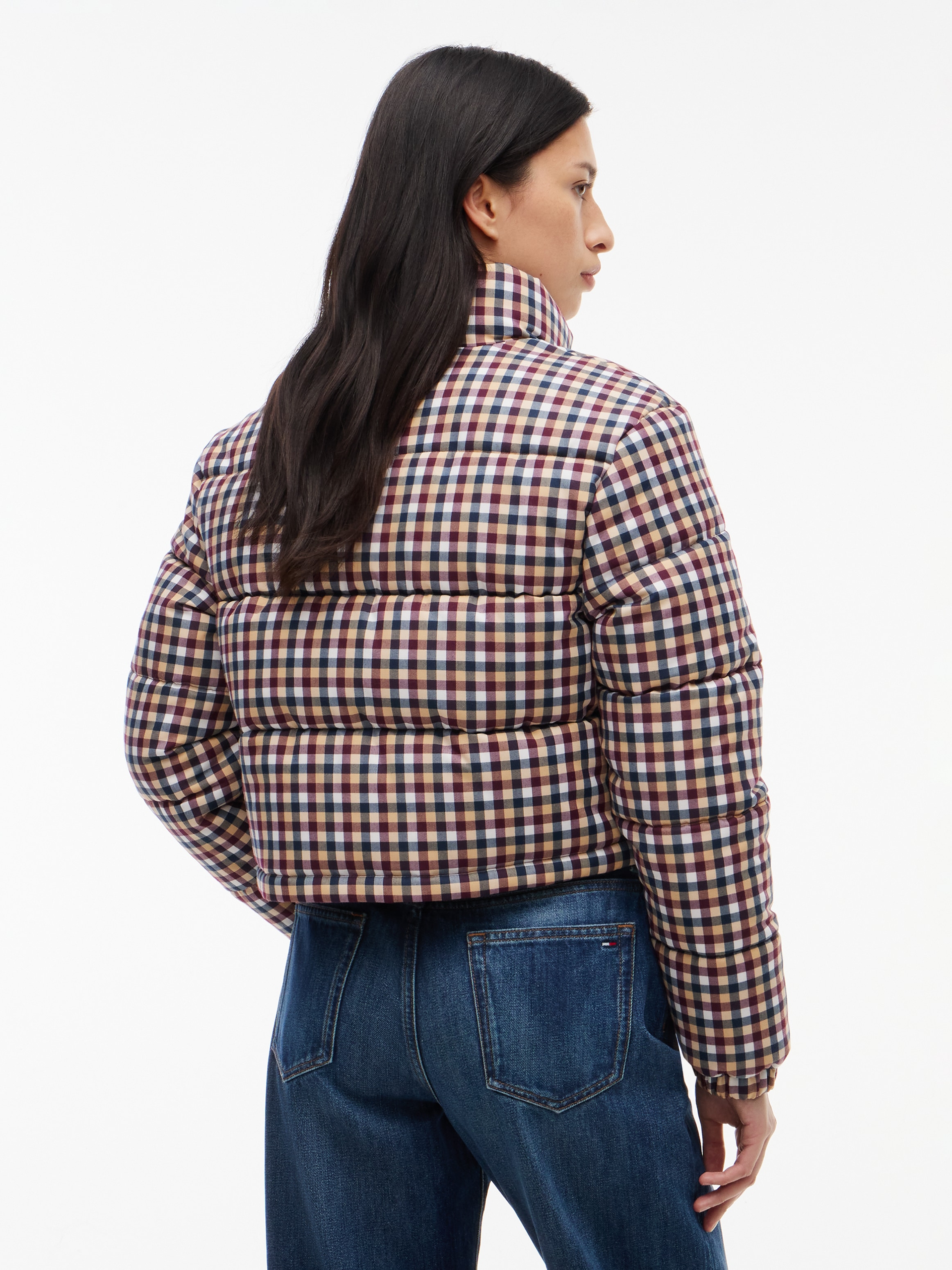 Tommy Jeans Steppjacke »TJW CROP CHECK PUFFER« Kunstfaser