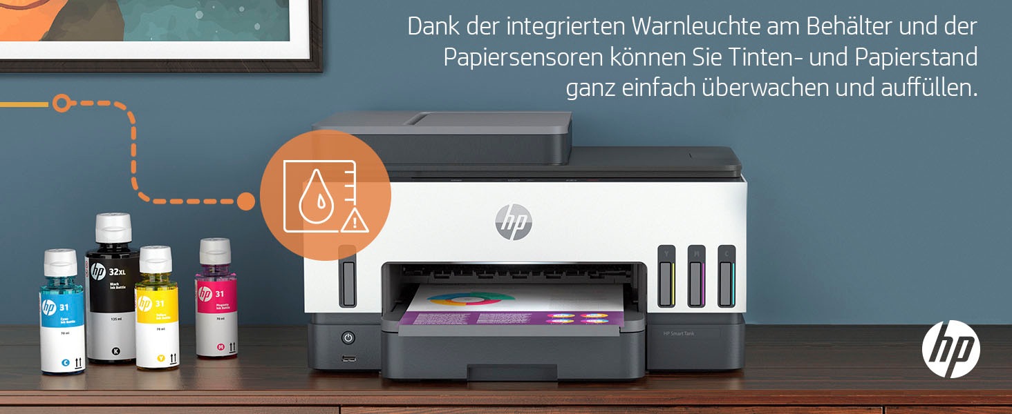 HP Multifunktionsdrucker »Smart Tank 7605«, Ohne Patronen, kompromisslos und bis 3 Jahre Tinte im Lieferumfang.