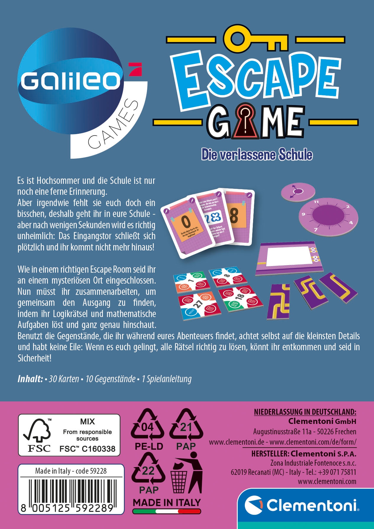 Clementoni® Spiel »Galileo, Escape Game Die verlassene Schule«, Made in Europe