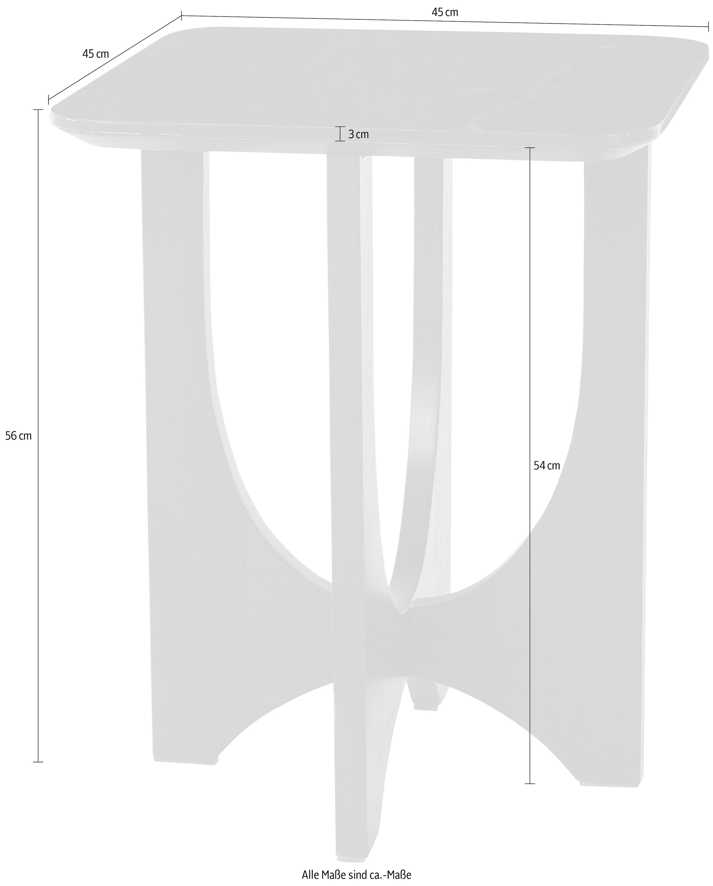 LeGer Home by Lena Gercke Beistelltisch »Kirella« mit Marmor-Optik und massivem Eschenholz-Kreuzfuß, Breite 45 cm