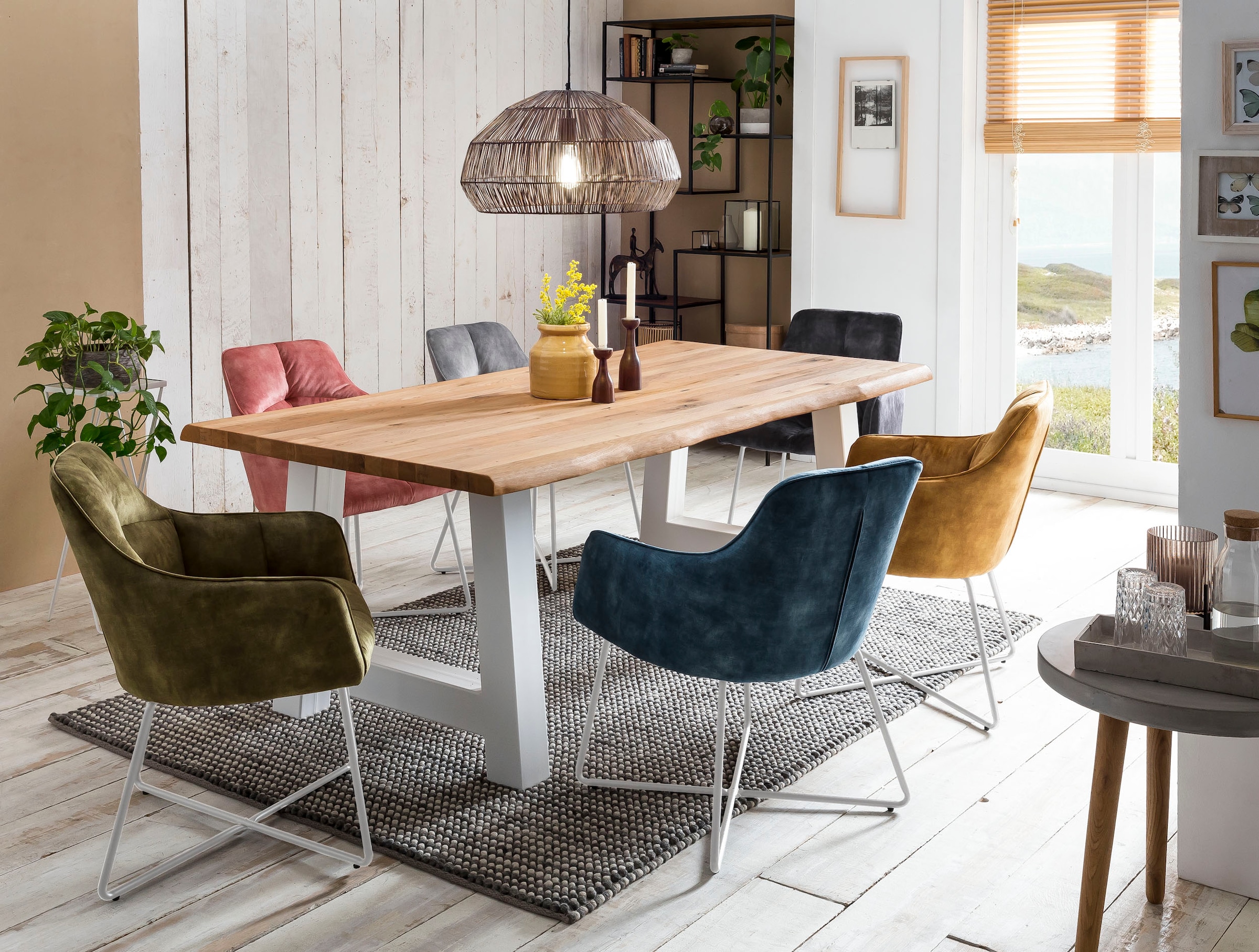 Home affaire Esstisch »Tristan« massive Balkeneiche geölt mit Baumkante, in natur oder white wash