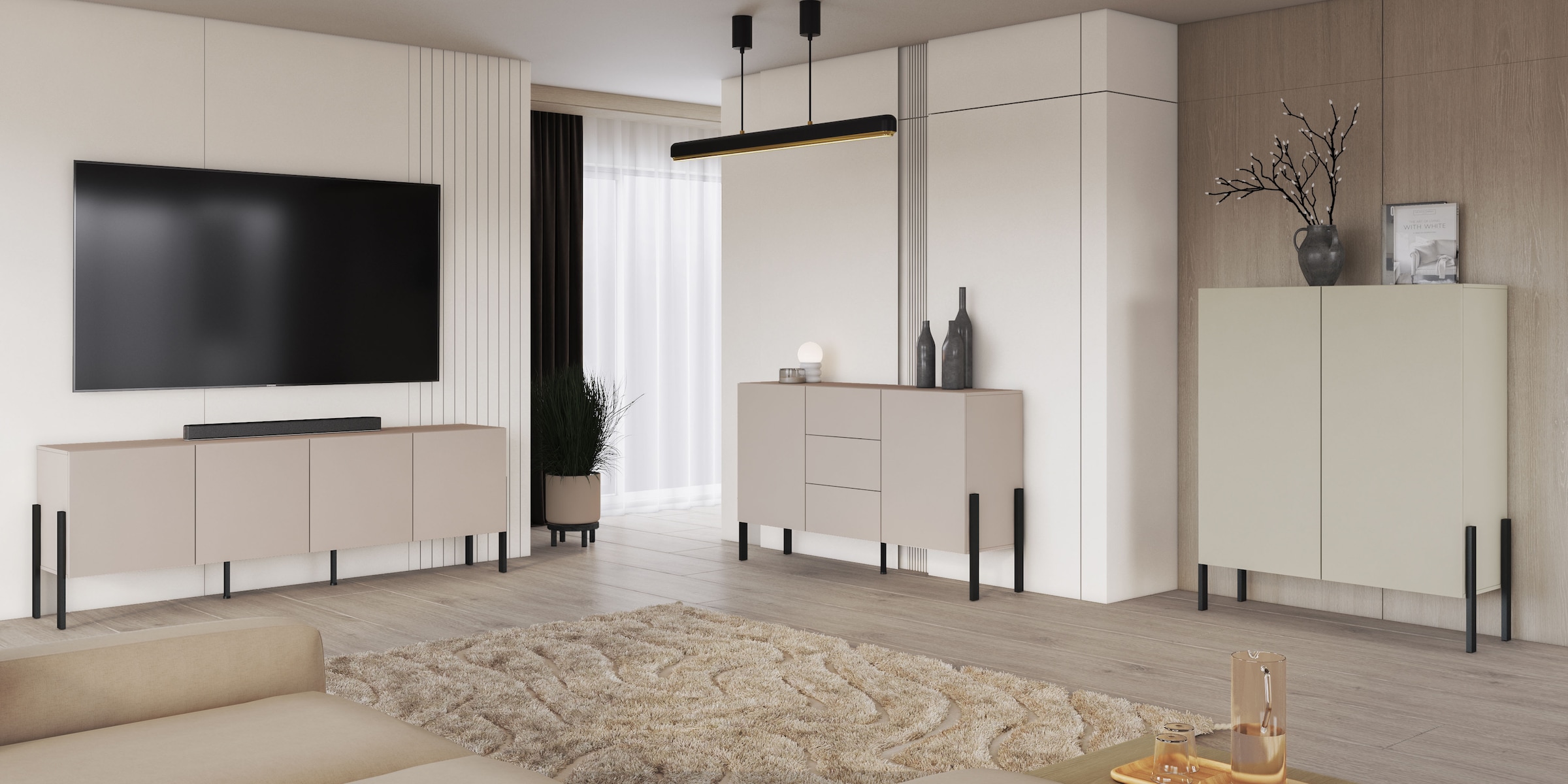 INOSIGN Kommode »Jukon,Breite 200 cm, moderne grifflose Kommode,4 Türen«, Sideboard, Anrichte viel Stauraum, push-to-open-Funktion