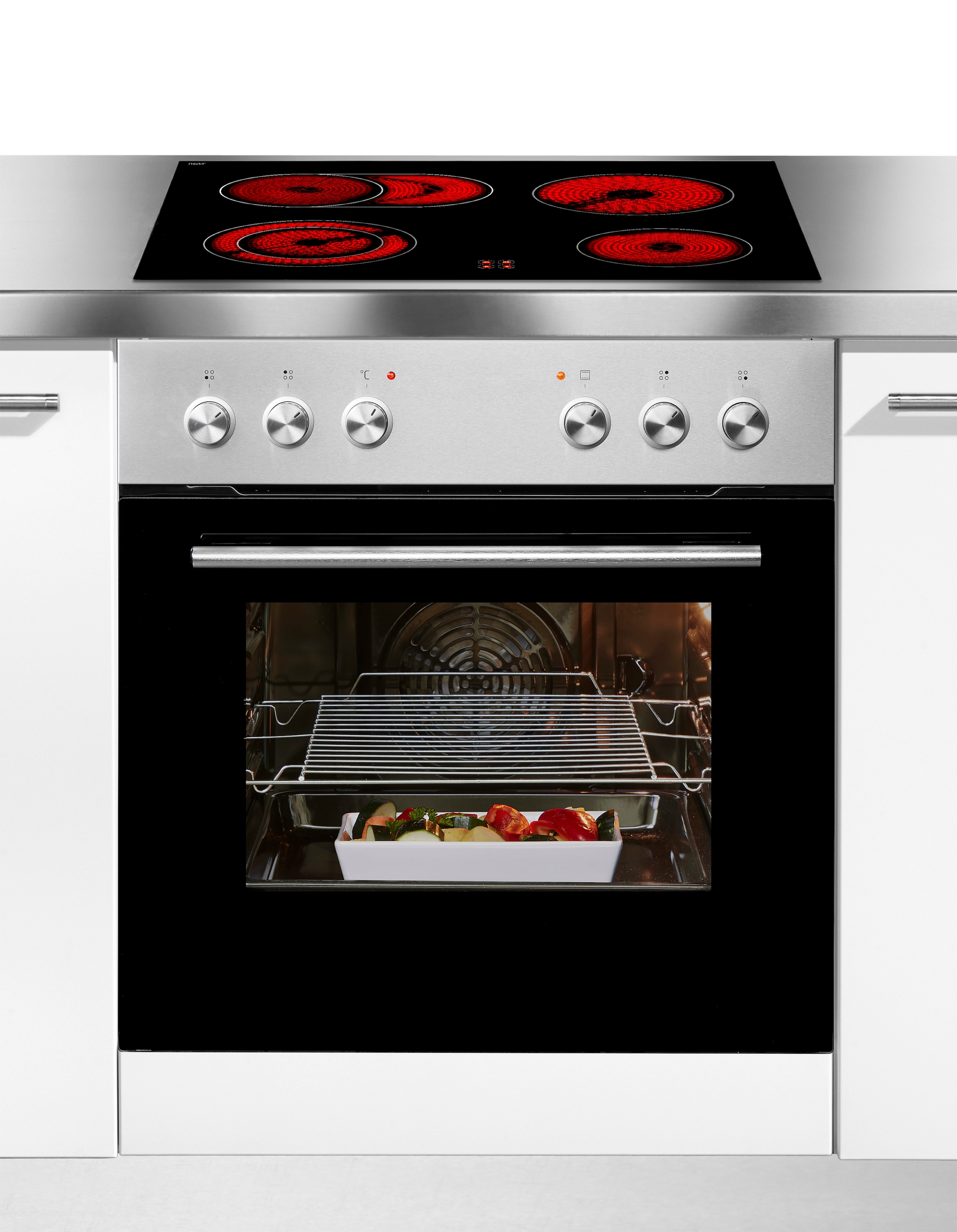 Amica Elektro-Herd-Set »EHC 933 331 E« Steam Clean Set, Herd+Kochfeld elektrisch, 2 Stk. tlg. Glaskeramik-Kochfeld mit anpassbarer Fläche für große Töpfe und Bräter