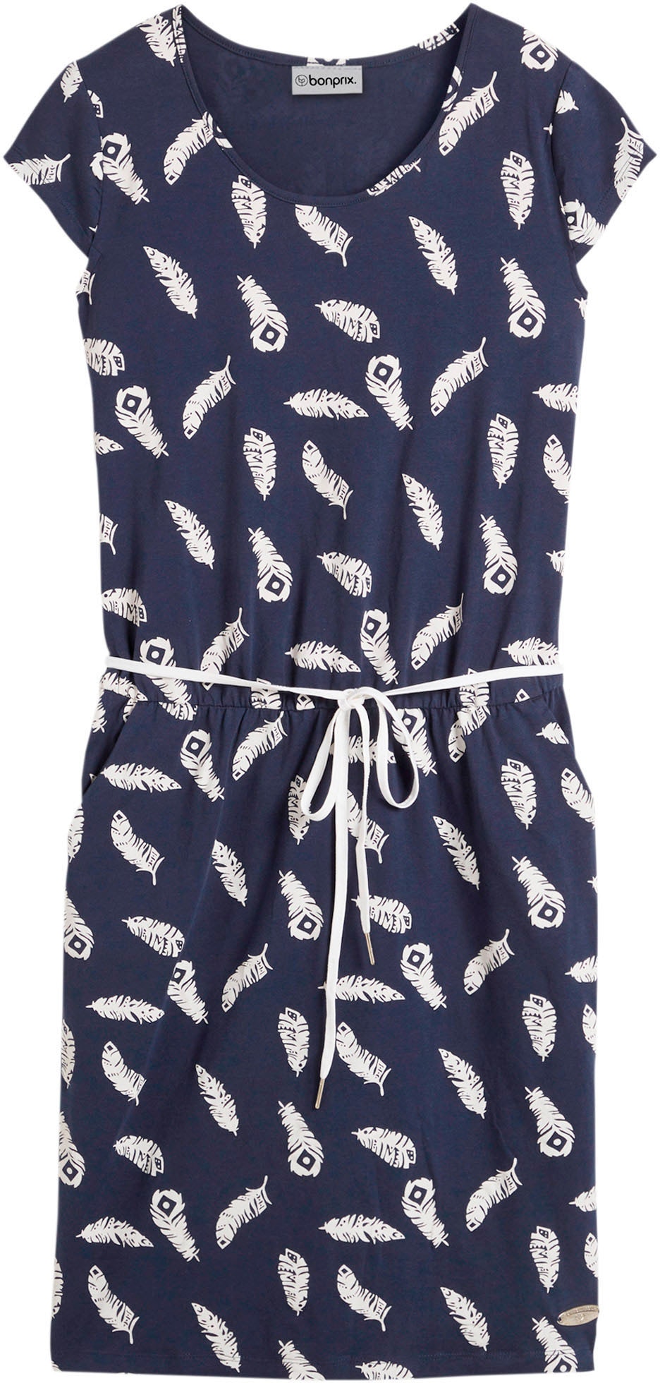 bonprix Shirtkleid mit elastischen Bündchen in der Taille, Loose Fit, mit Kurzarm