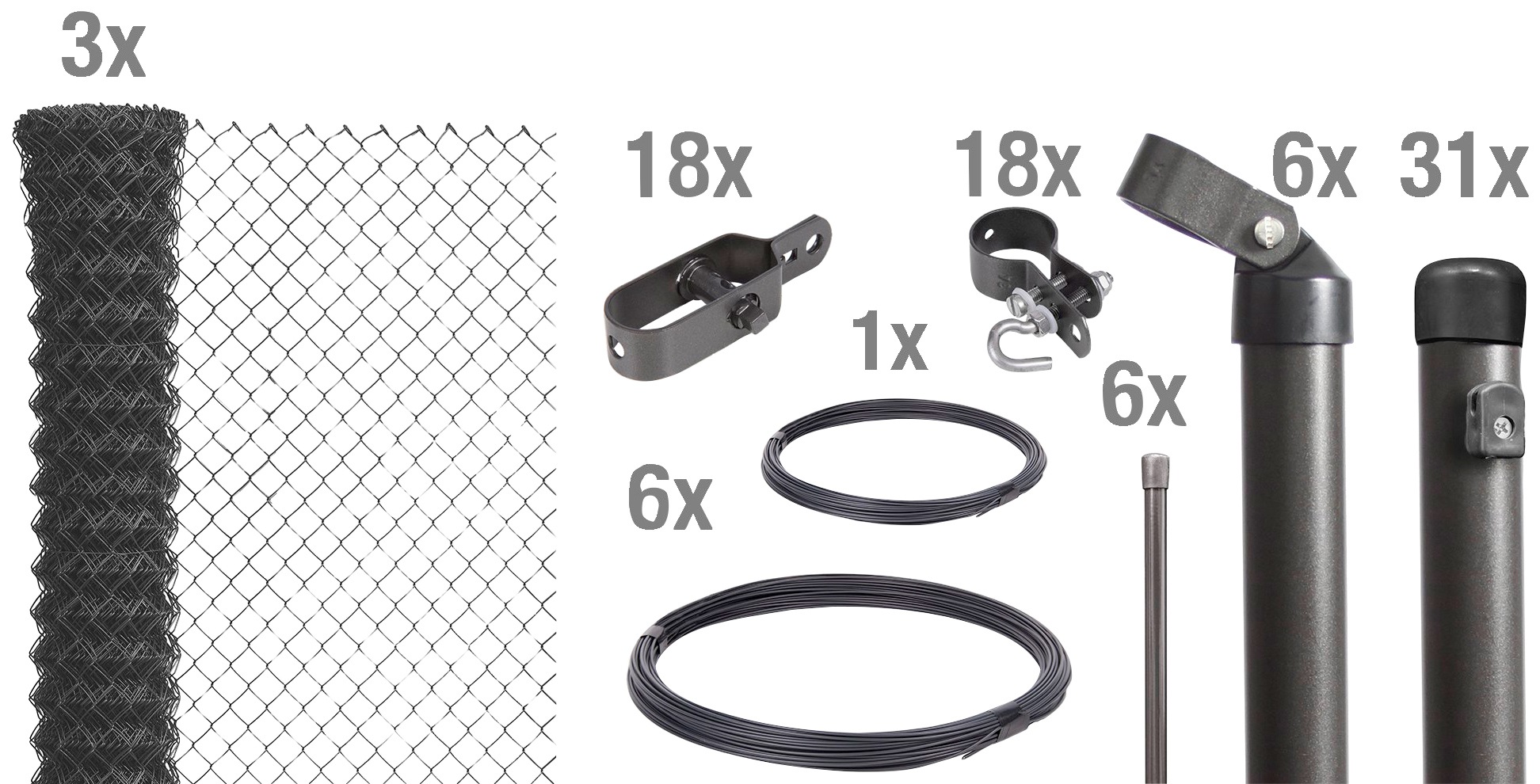 Alberts Maschendrahtzaun, (Set), 80 cm hoch, 75 m, anthrazit beschichtet, zum Einbetonieren