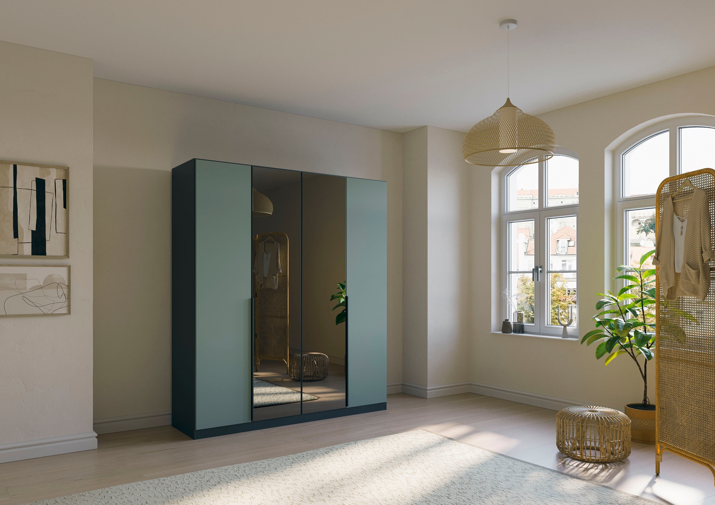 INOSIGN BY RAUCH Drehtürenschrank »Ferris Schrank Breite 2,10m BESTSELLER Schlafzimmerschrank«, Kleiderschrank mit Spiegel in den Ausführungen BASIC/CLASSIC/PREMIUM