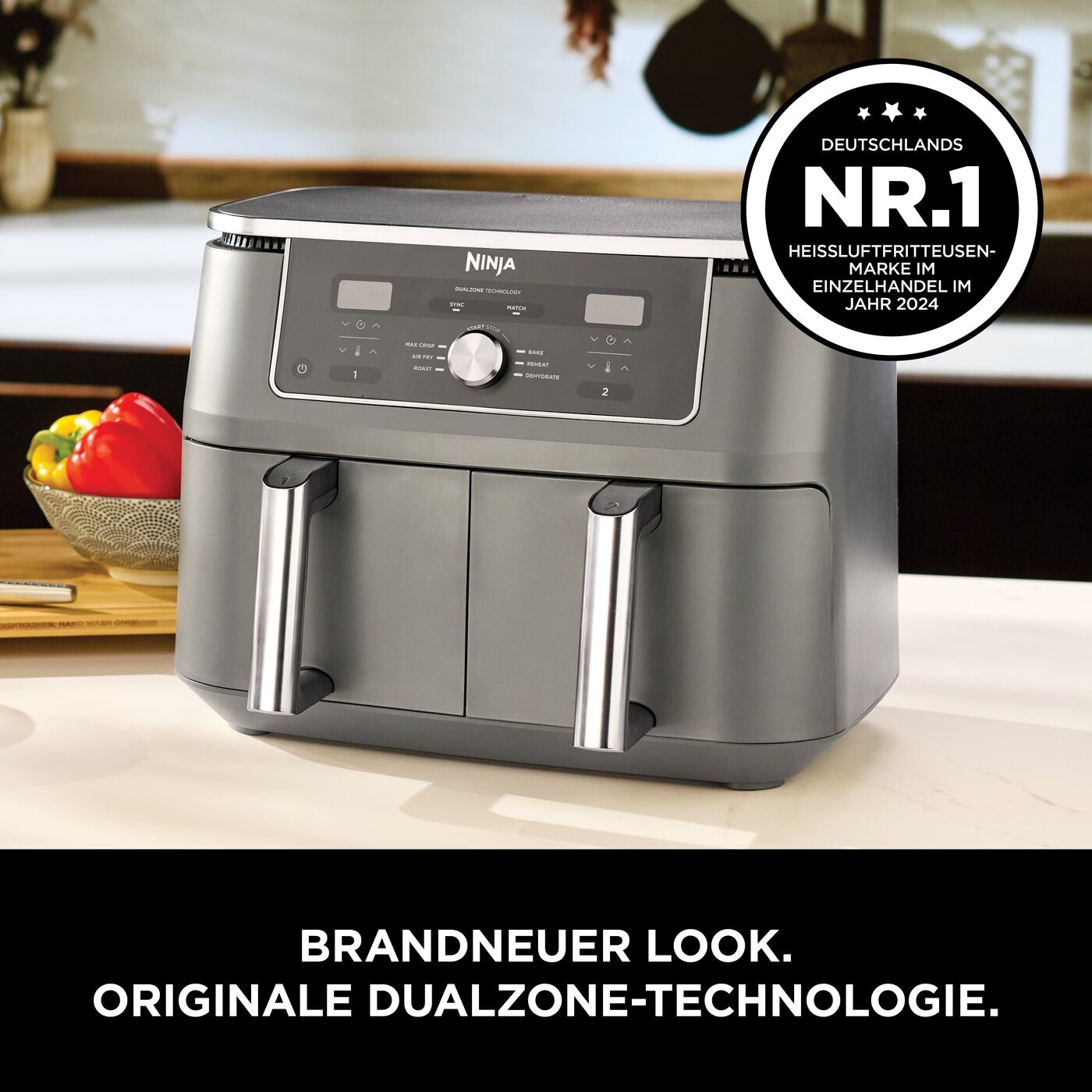 NINJA Heißluftfritteuse »MAX 6-in-1 Dual Zone Air Fryer 9,5L DZ400EU« 2470 W