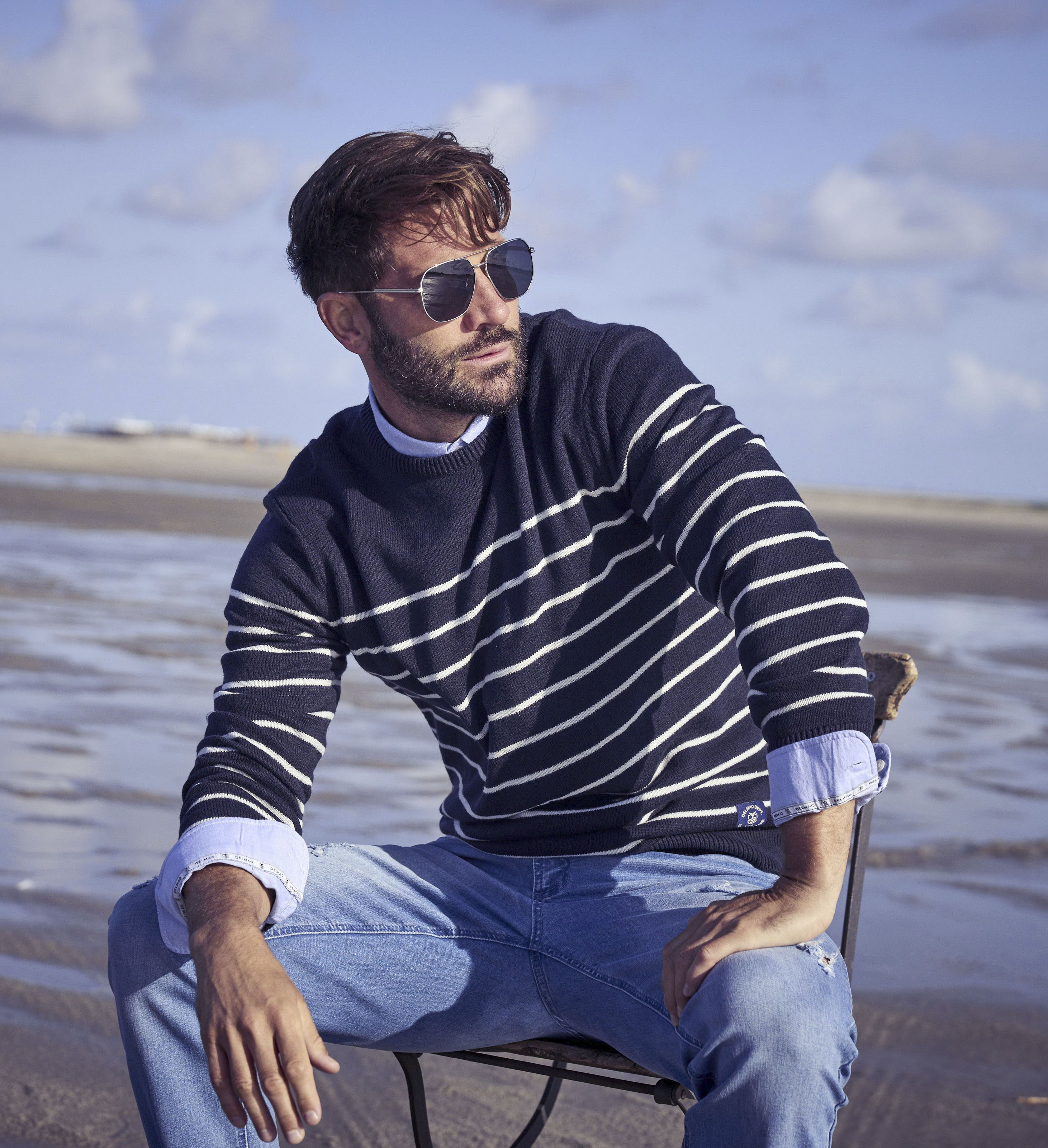 Delmao Damen Pilotenbrille für SIE und IHN - klassische Form - zeitloses Design in grau